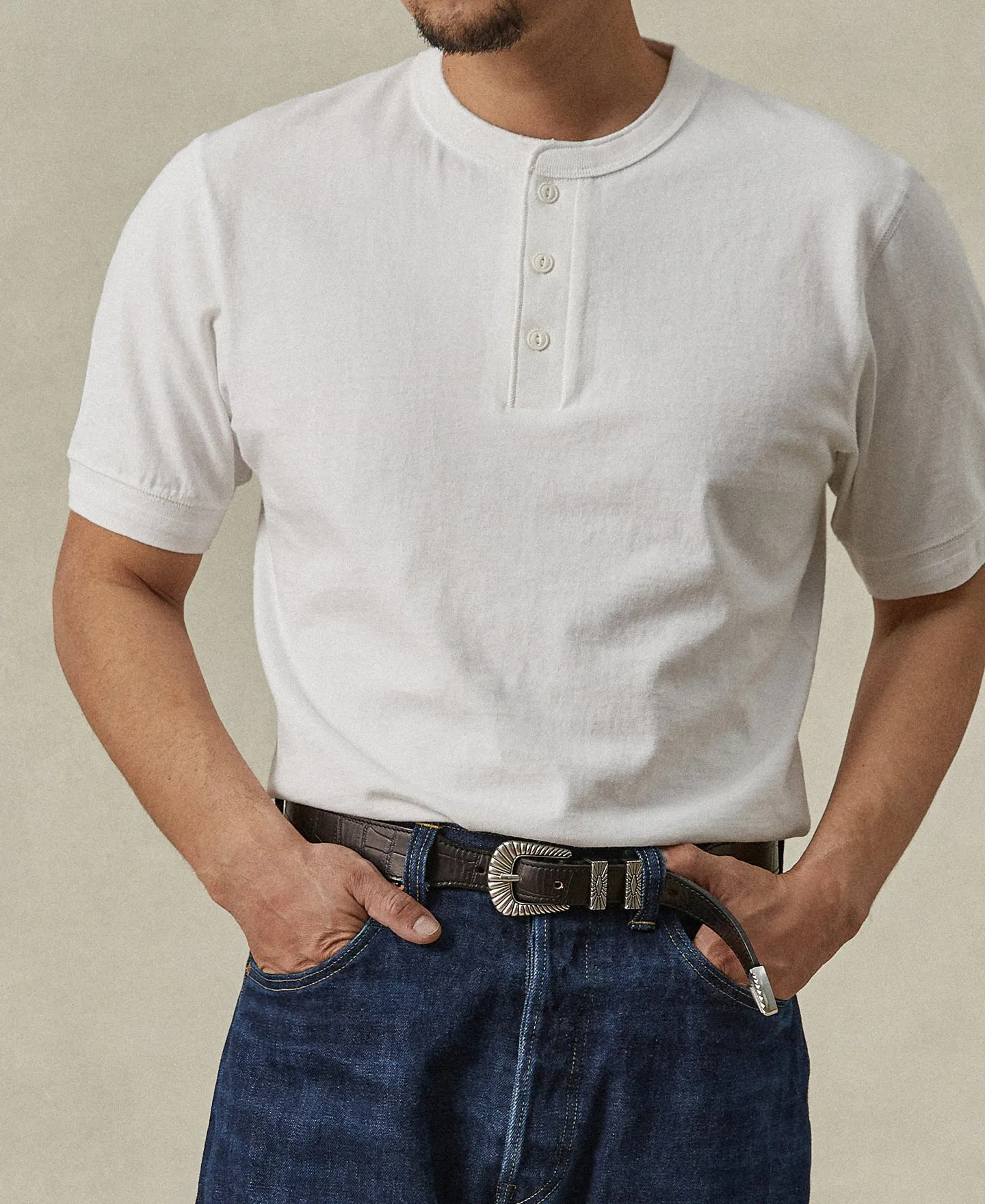 Heavyweight Cotton Tubular Short-Sleeve Henley Shirt sold by Time Catcher product image thumbnail 2