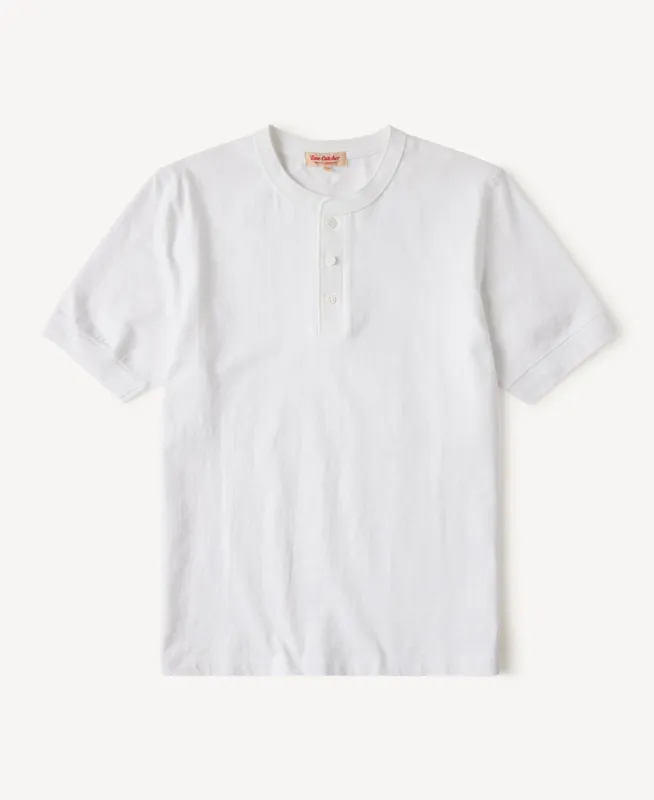 Heavyweight Cotton Tubular Short-Sleeve Henley Shirt sold by Time Catcher