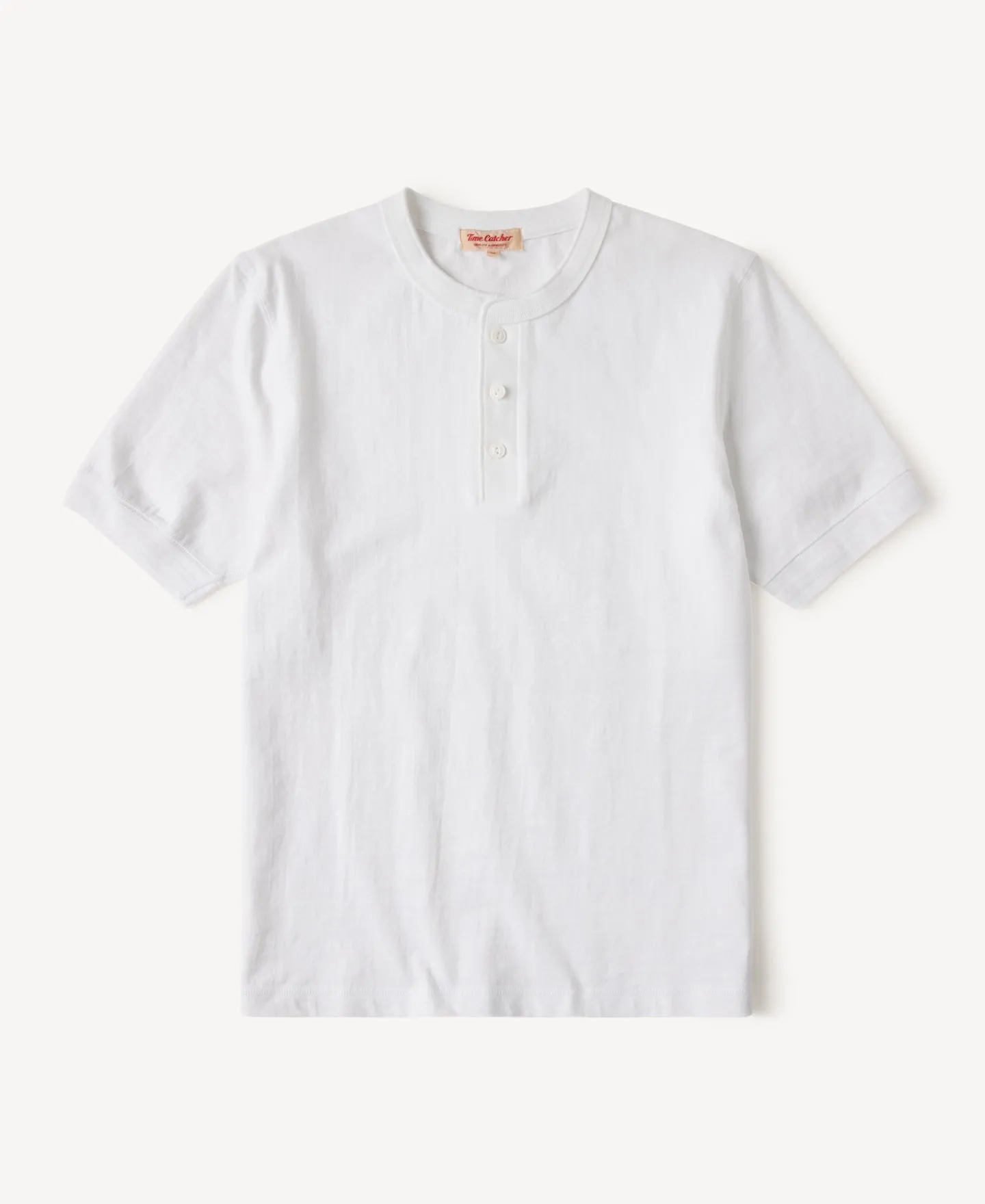 Heavyweight Cotton Tubular Short-Sleeve Henley Shirt sold by Time Catcher