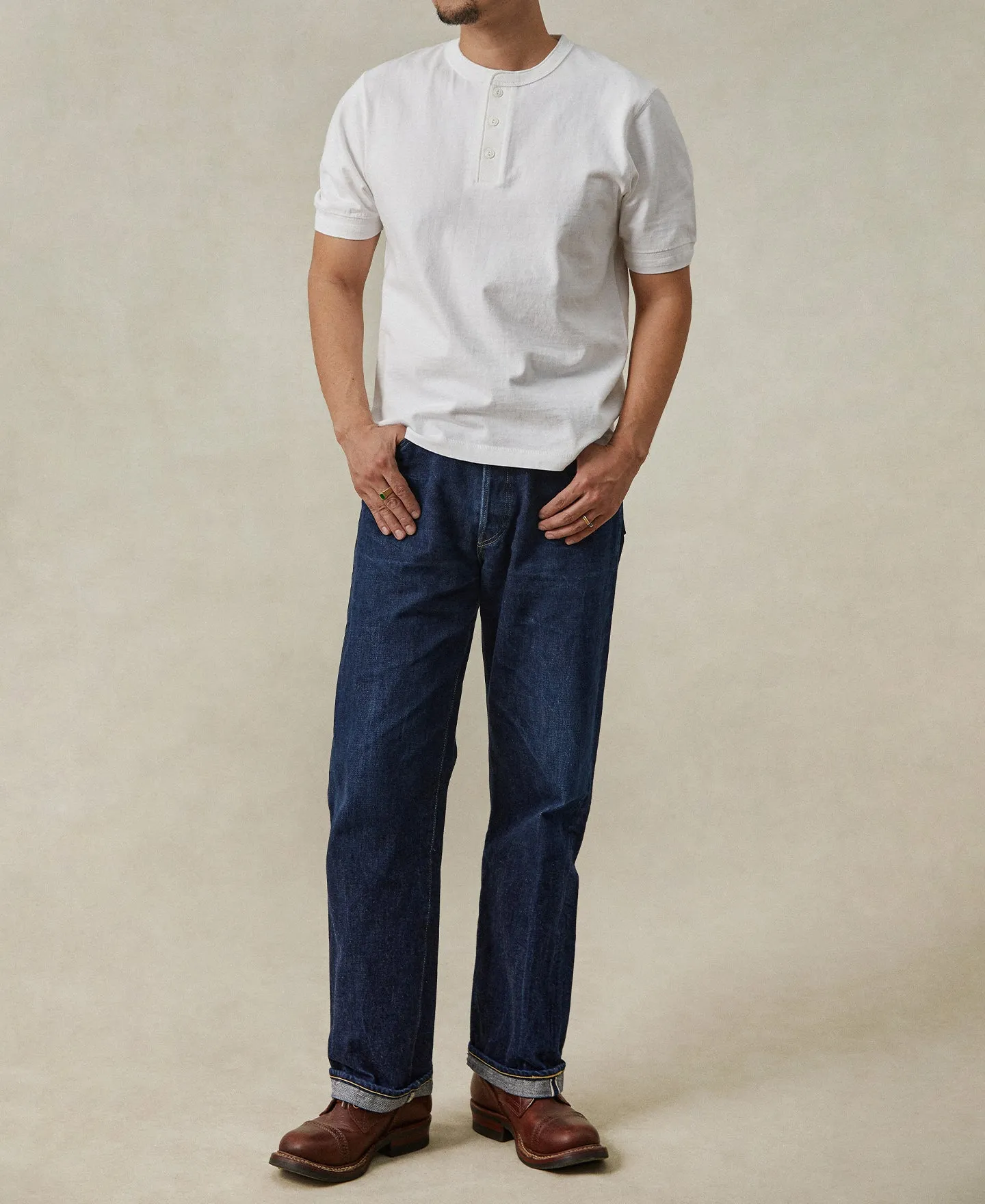 Heavyweight Cotton Tubular Short-Sleeve Henley Shirt sold by Time Catcher product image thumbnail 4