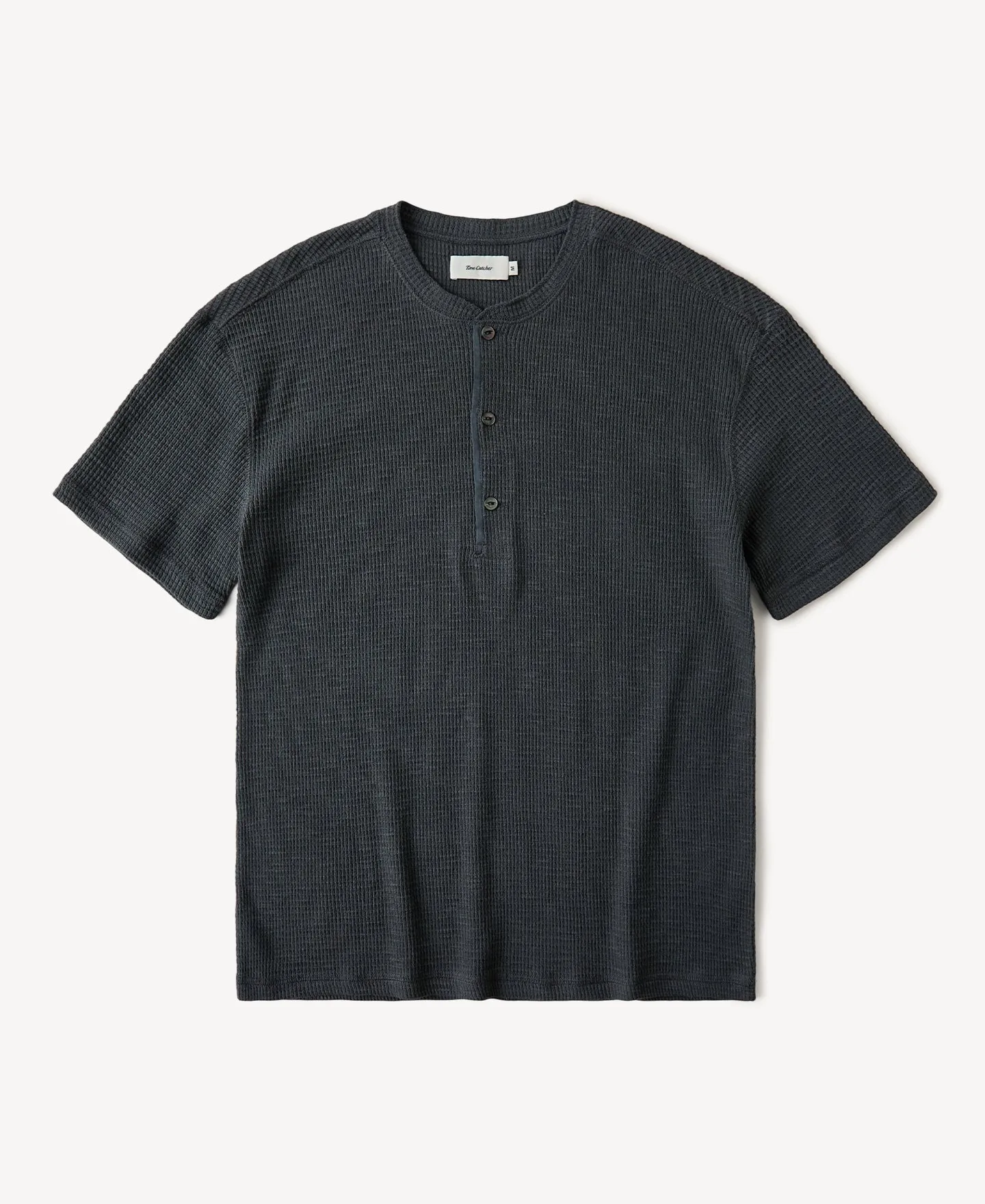 Honeycomb Waffle Knit Henley T-shirt sold by Time Catcher