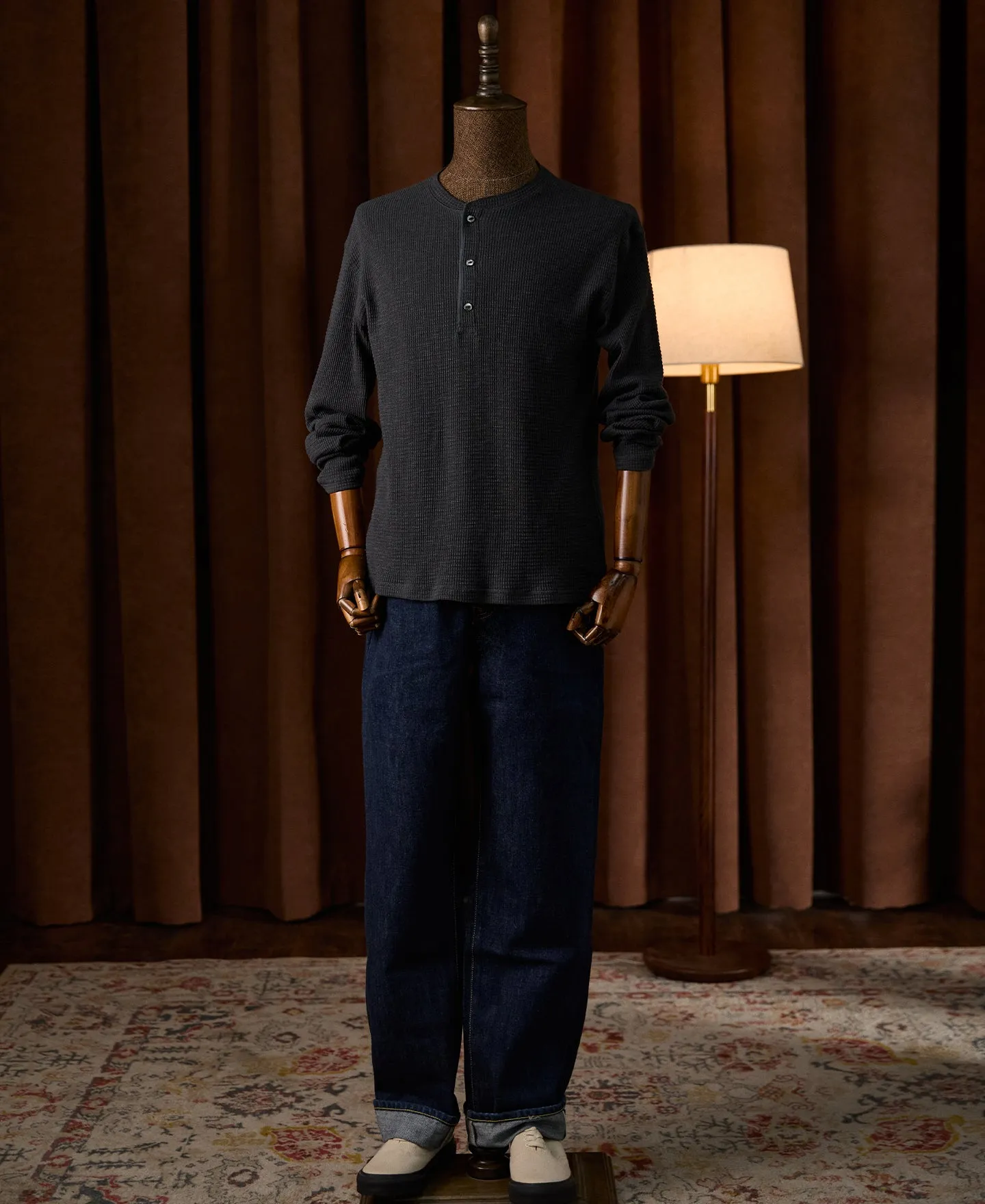 Honeycomb Waffle Knit Henley Long Sleeve T-Shirt sold by Time Catcher product image thumbnail 4