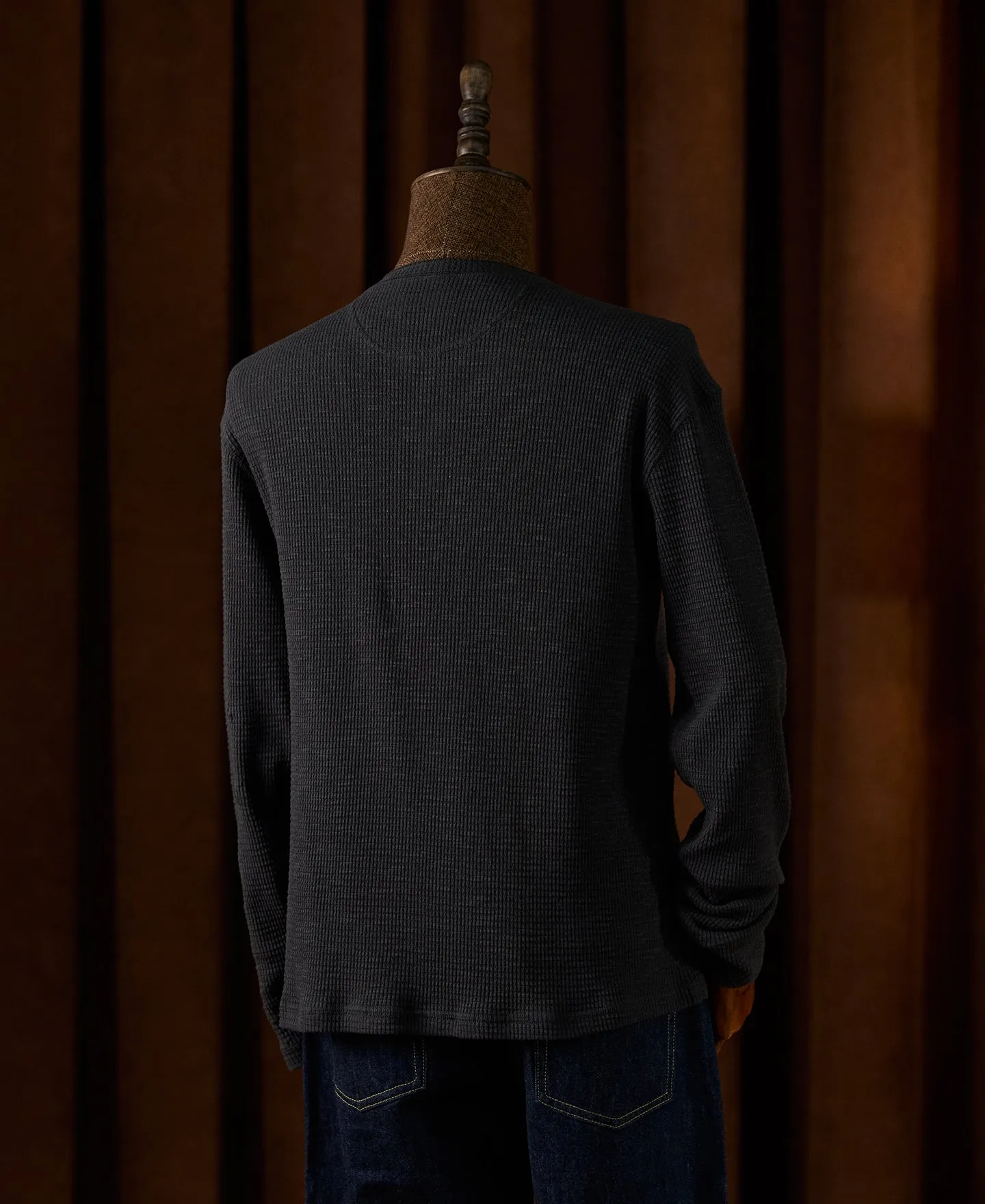 Honeycomb Waffle Knit Henley Long Sleeve T-Shirt sold by Time Catcher product image thumbnail 5