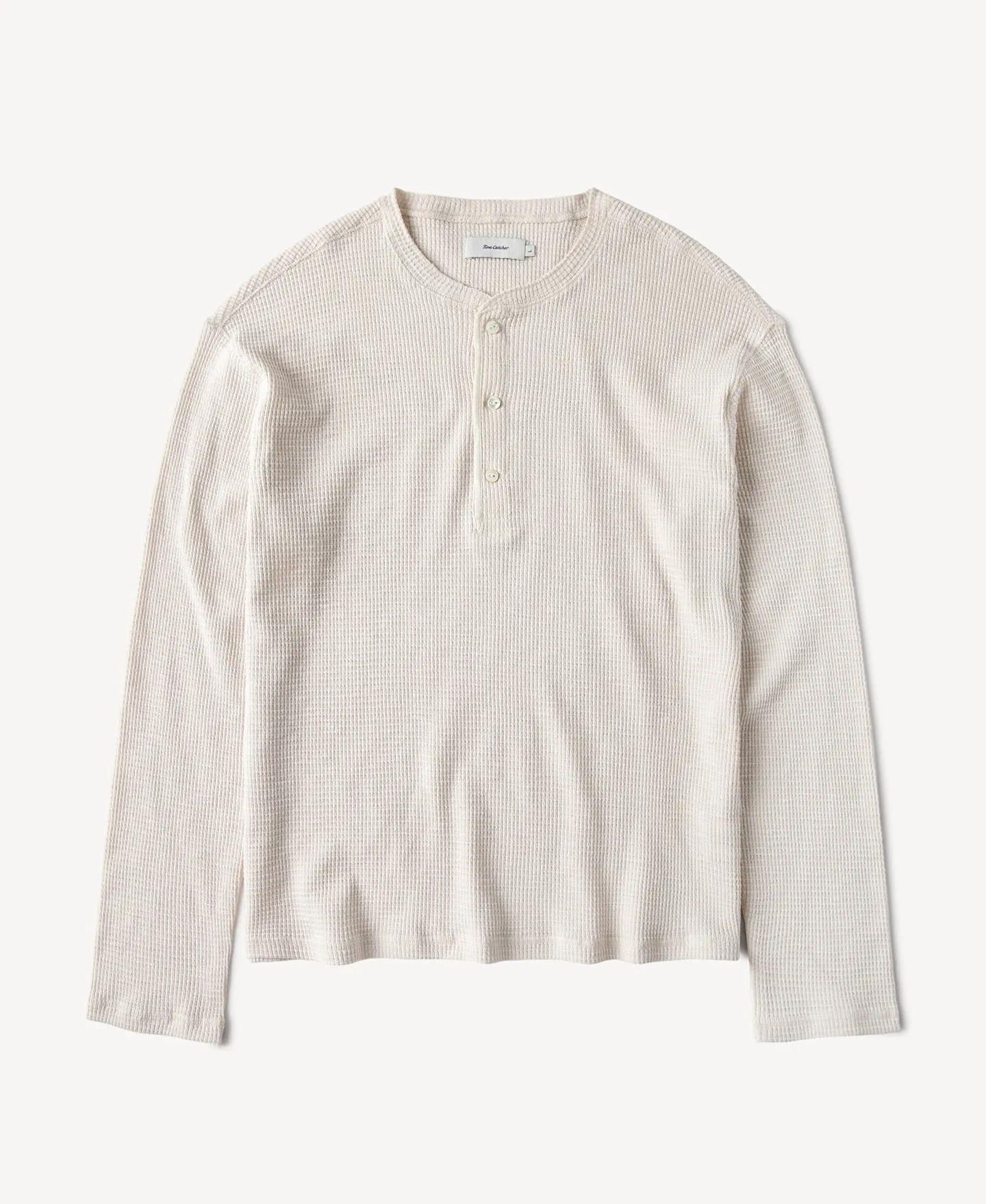 Honeycomb Waffle Knit Henley Long Sleeve T-Shirt sold by Time Catcher