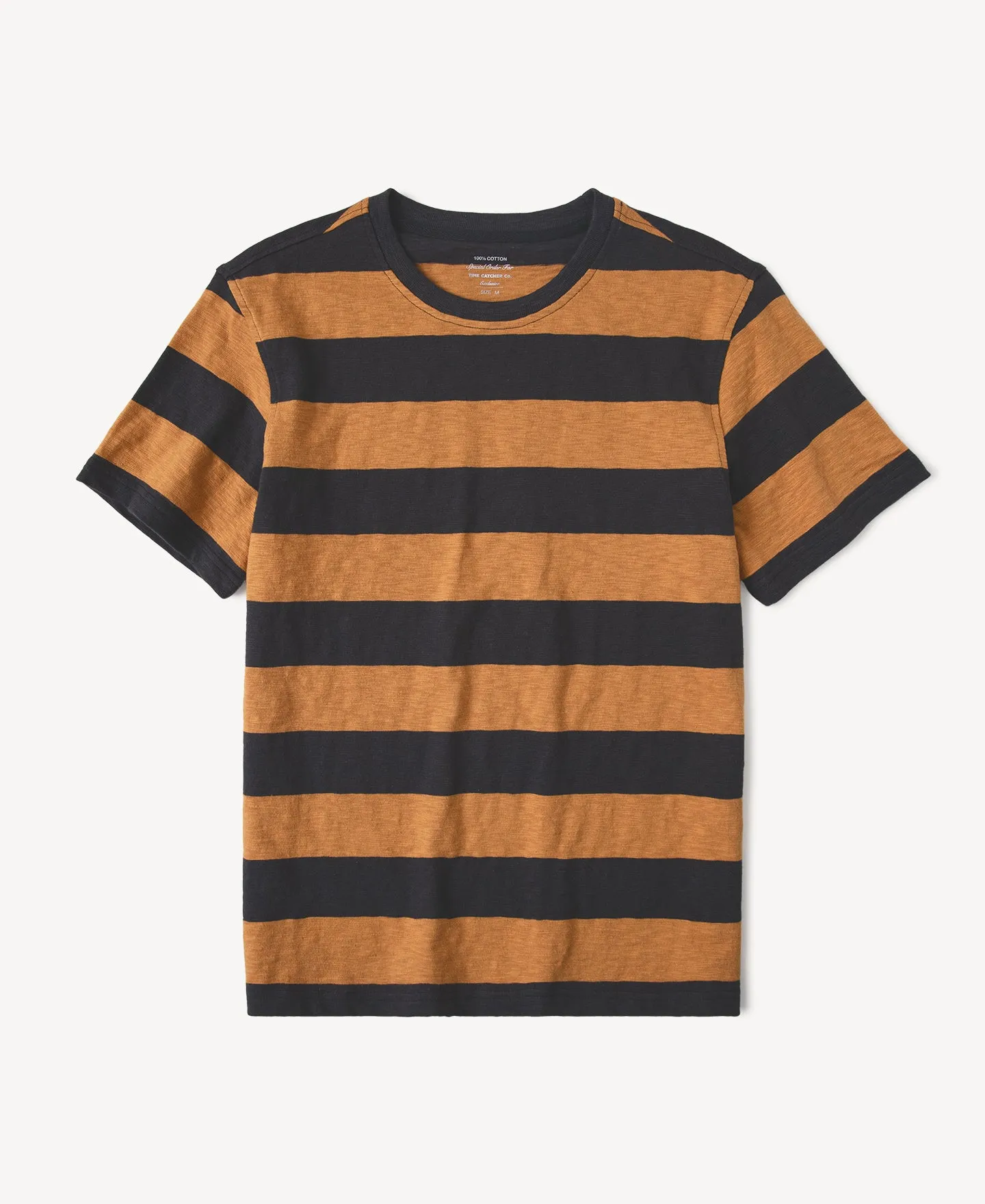 Slub Cotton Wide Striped T-Shirt sold by Time Catcher