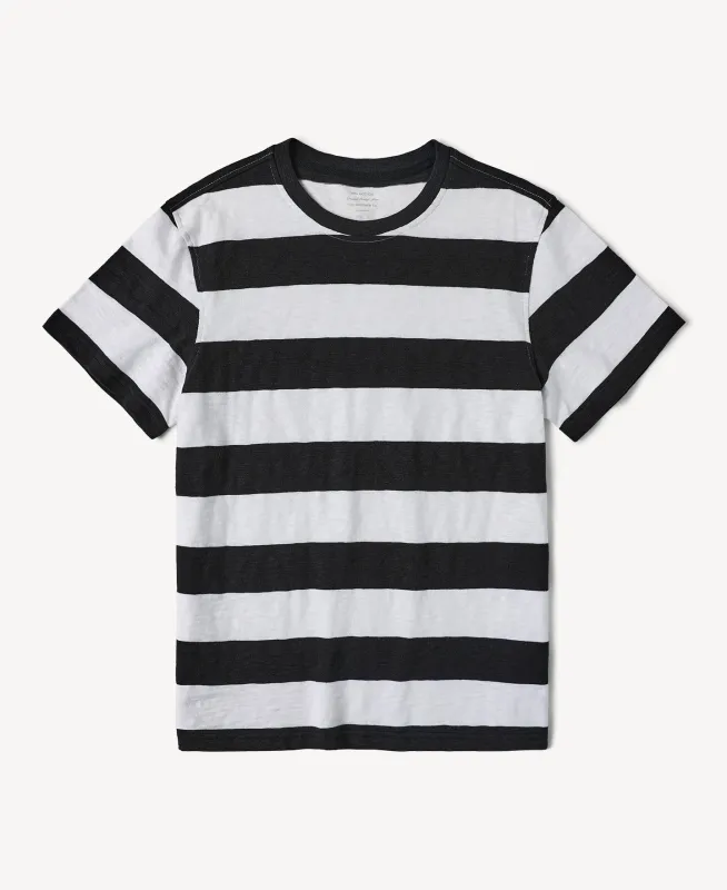 Slub Cotton Wide Striped T-Shirt sold by Time Catcher