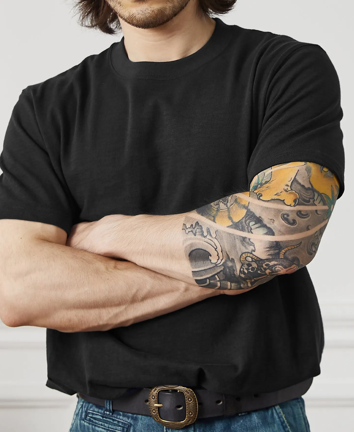 Classic Fit Loopwheel Slub Cotton T-Shirt sold by Time Catcher product image thumbnail 3