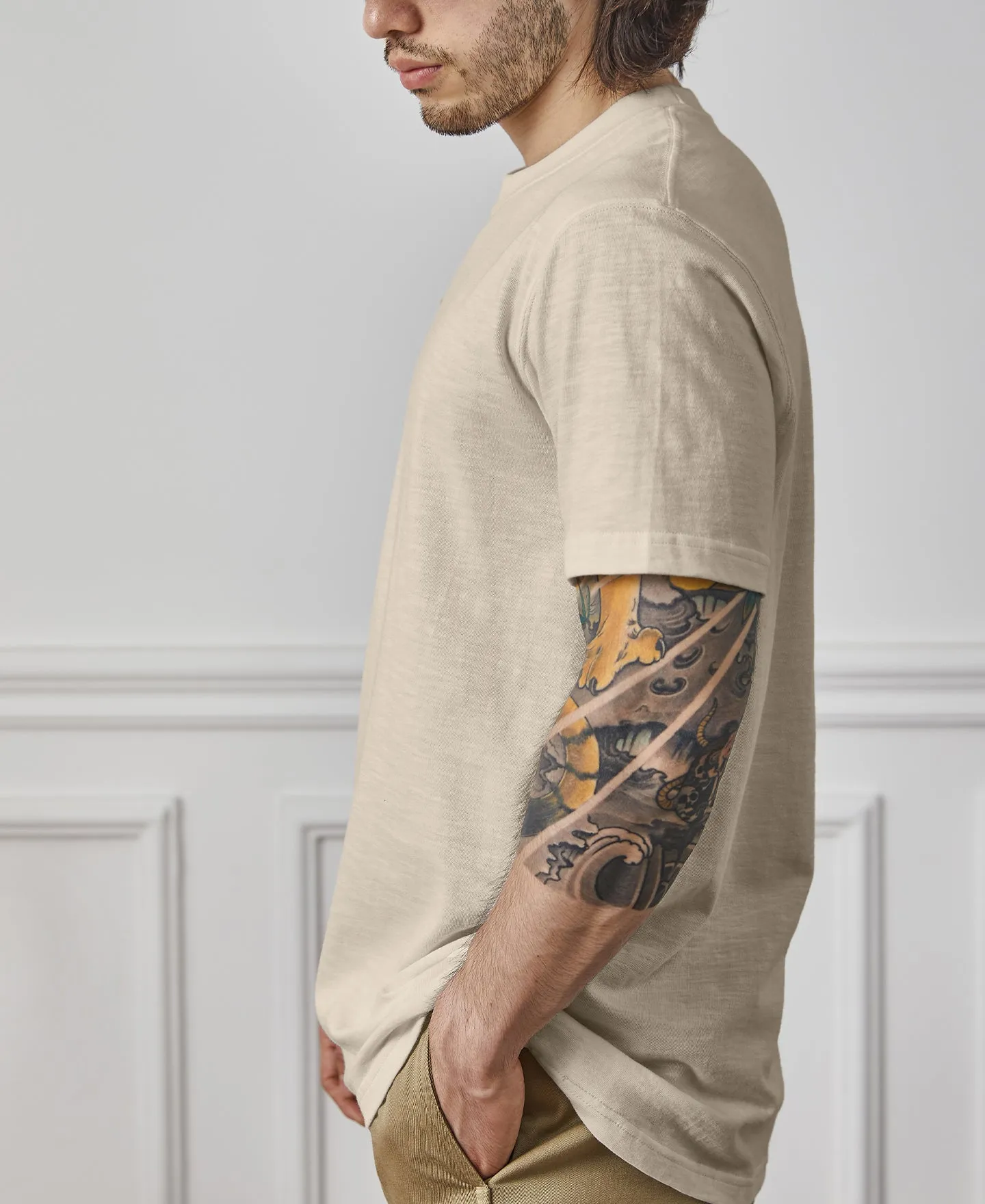 Classic Fit Loopwheel Slub Cotton T-Shirt sold by Time Catcher product image thumbnail 3