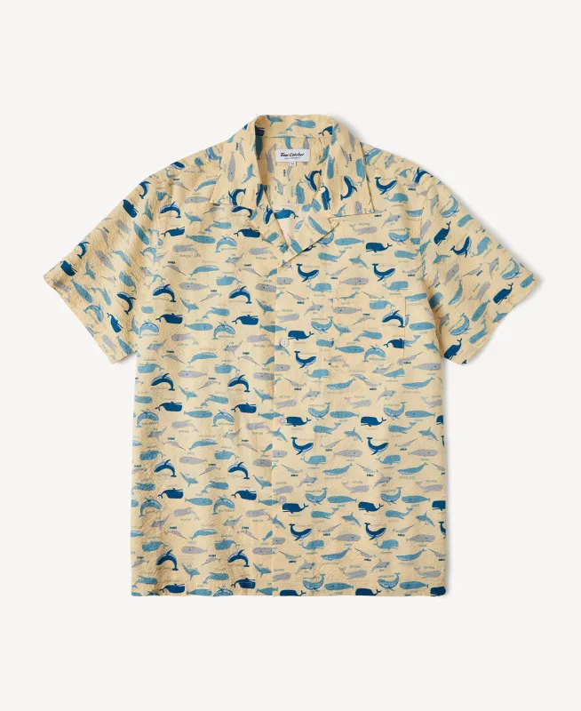 Marine Life Printed Seersucker Short Sleeve Camp Shirt sold by Time Catcher