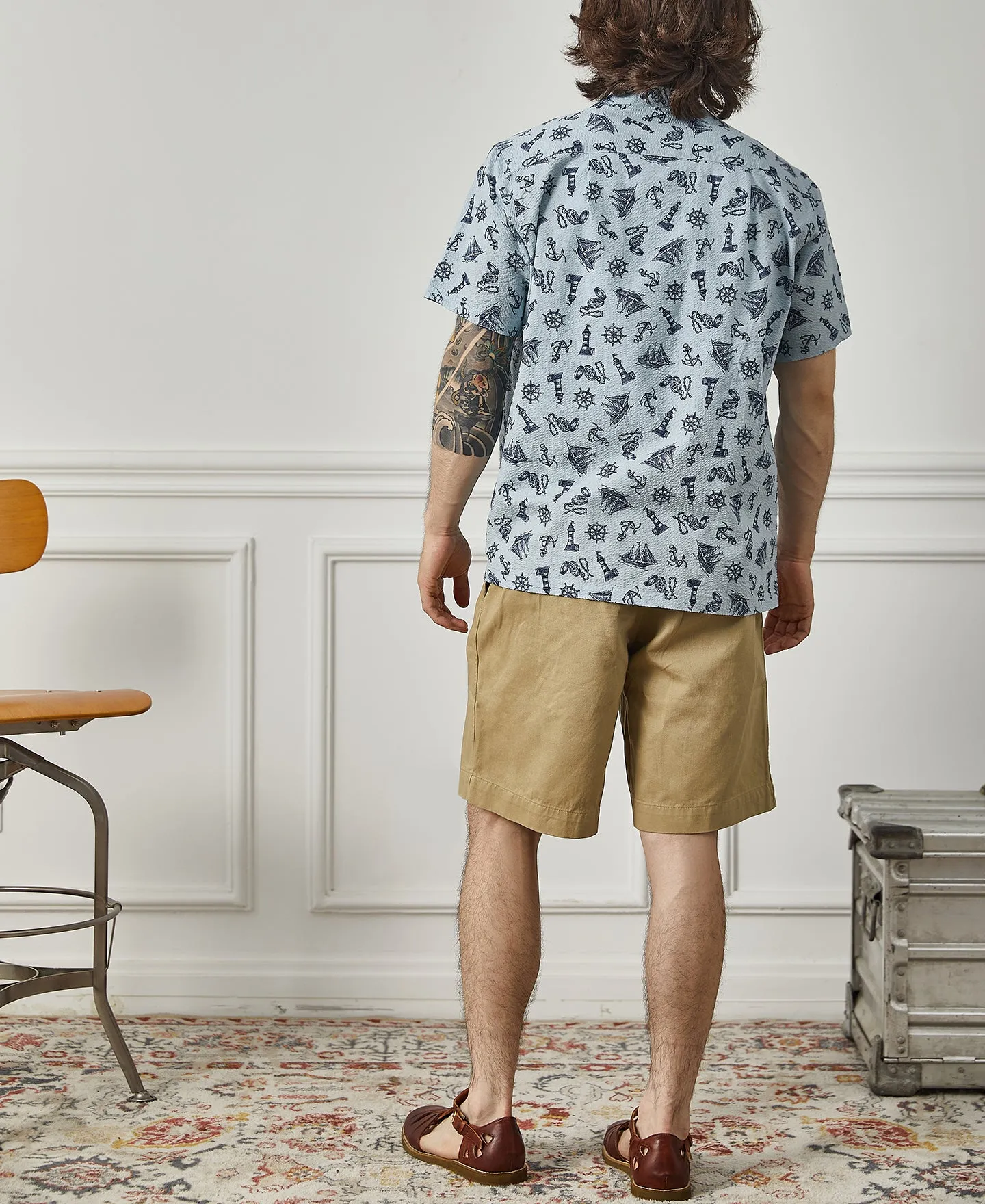 Nautical Printed Seersucker Short Sleeve Camp Shirt sold by Time Catcher product image thumbnail 4