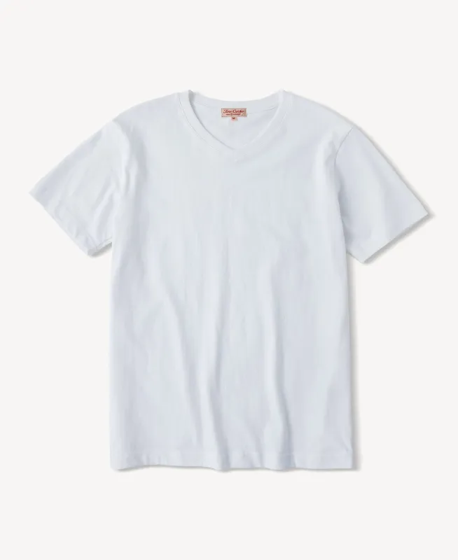 Classic Fit V-Neck Tubular Cotton T-Shirt sold by Time Catcher