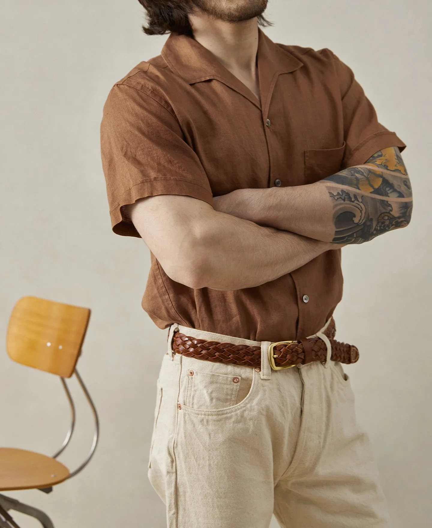 1950s Italian Collar Linen Short Sleeve Shirt sold by Time Catcher product image thumbnail 3