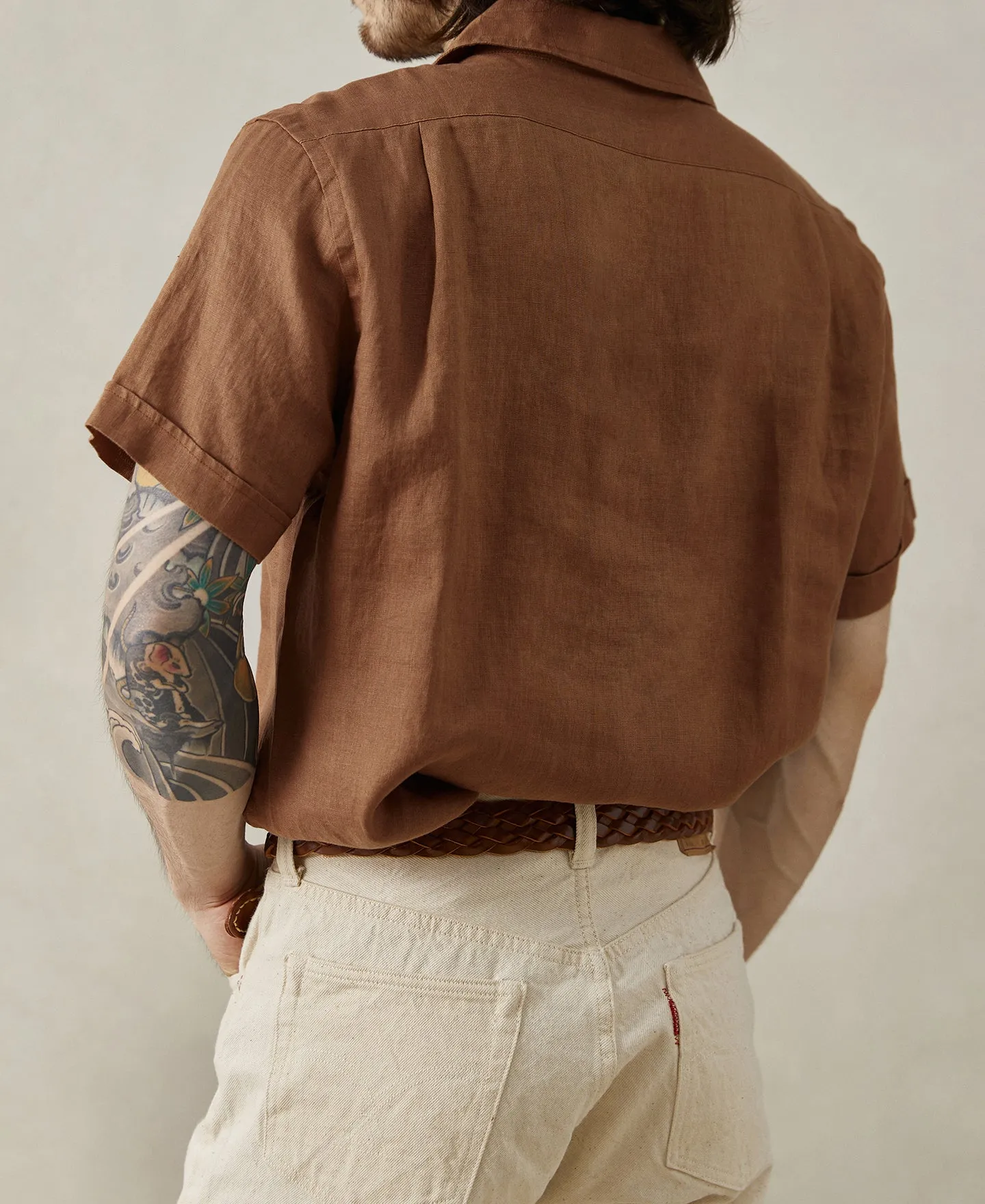 1950s Italian Collar Linen Short Sleeve Shirt sold by Time Catcher product image thumbnail 5