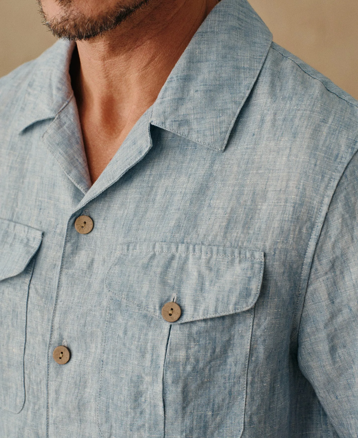 Yarn-dyed French Linen Camp-Collar Shirt sold by Time Catcher product image thumbnail 5