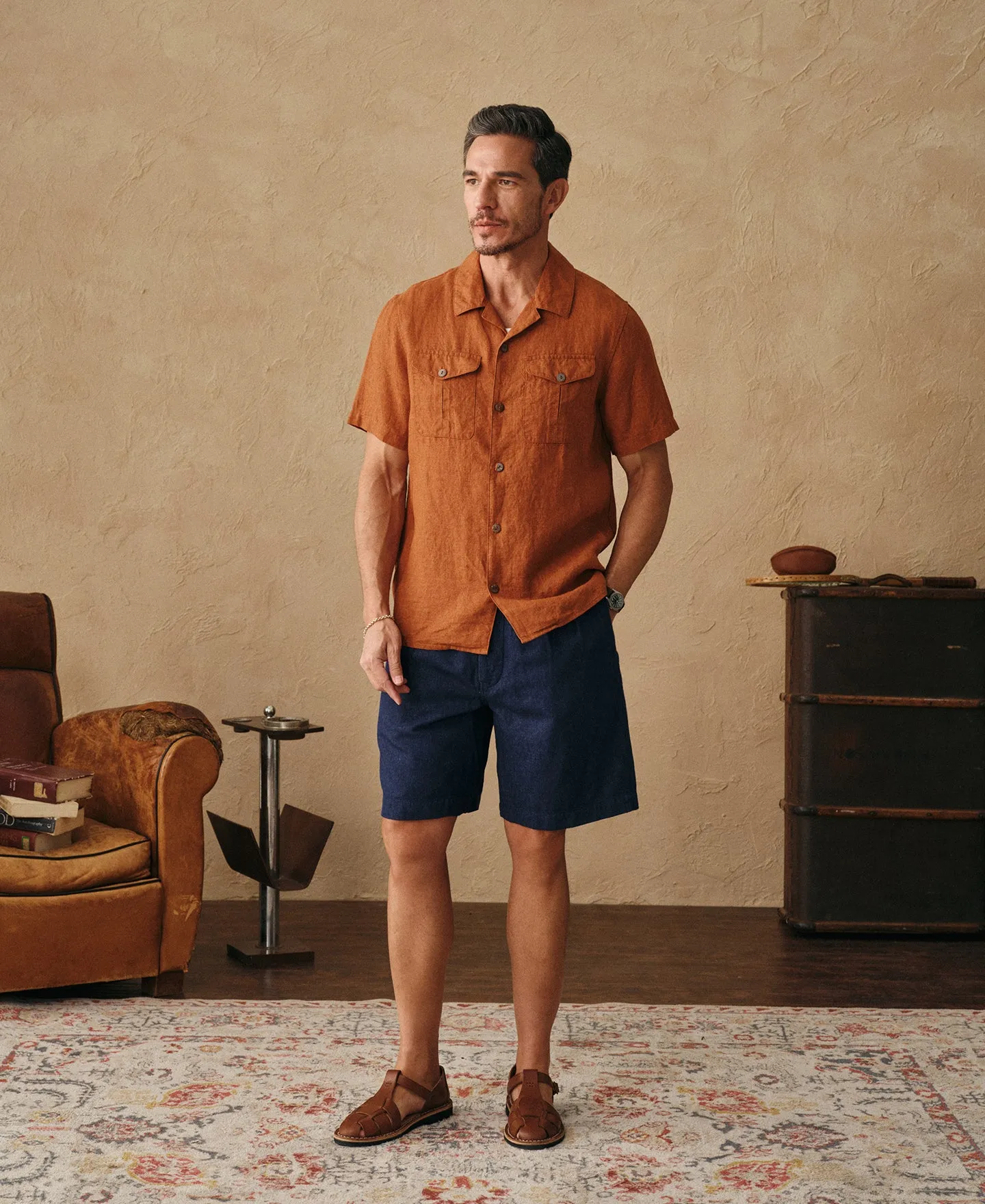 Yarn-dyed French Linen Camp-Collar Shirt sold by Time Catcher product image thumbnail 2