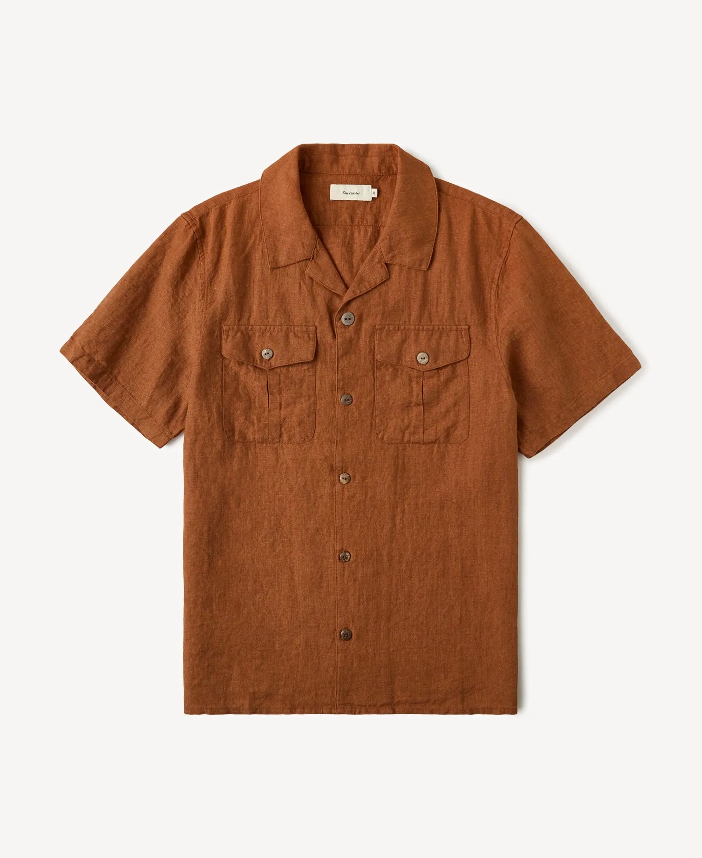 Yarn-dyed French Linen Camp-Collar Shirt sold by Time Catcher