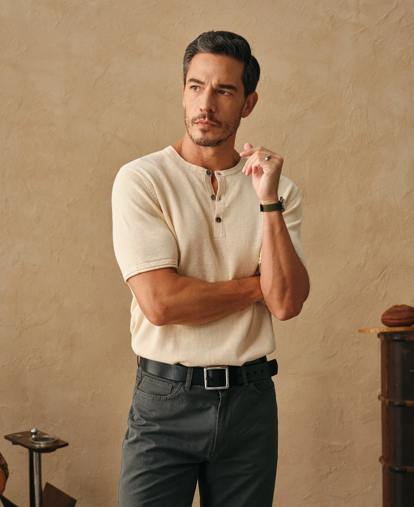 Linen Cotton Blend Knit Henley T-Shirt sold by Time Catcher product image thumbnail 4