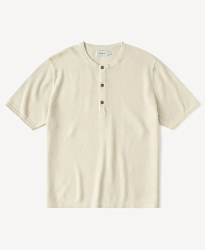 Linen Cotton Blend Knit Henley T-shirt made by Time Catcher