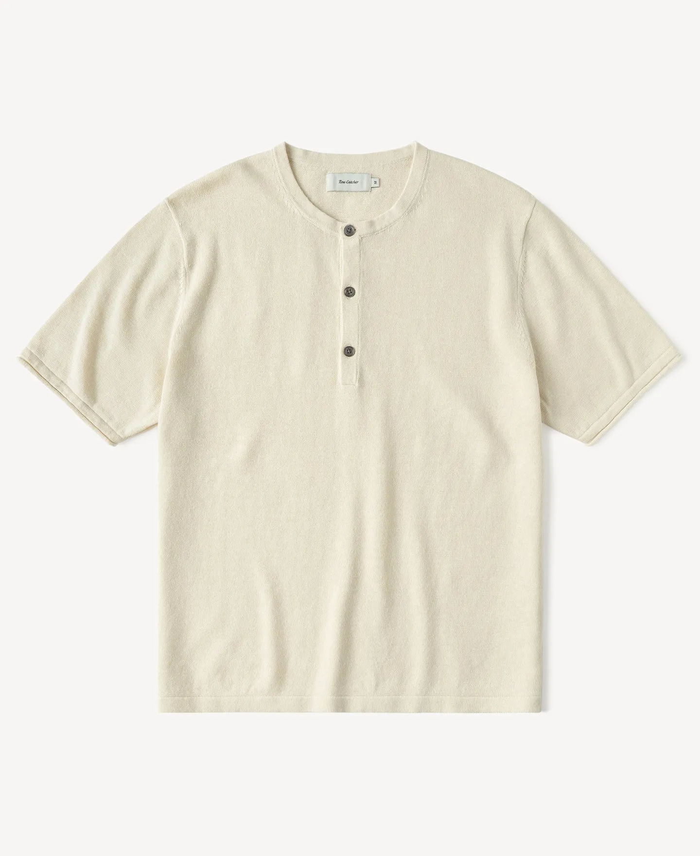 Linen Cotton Blend Knit Henley T-Shirt sold by Time Catcher