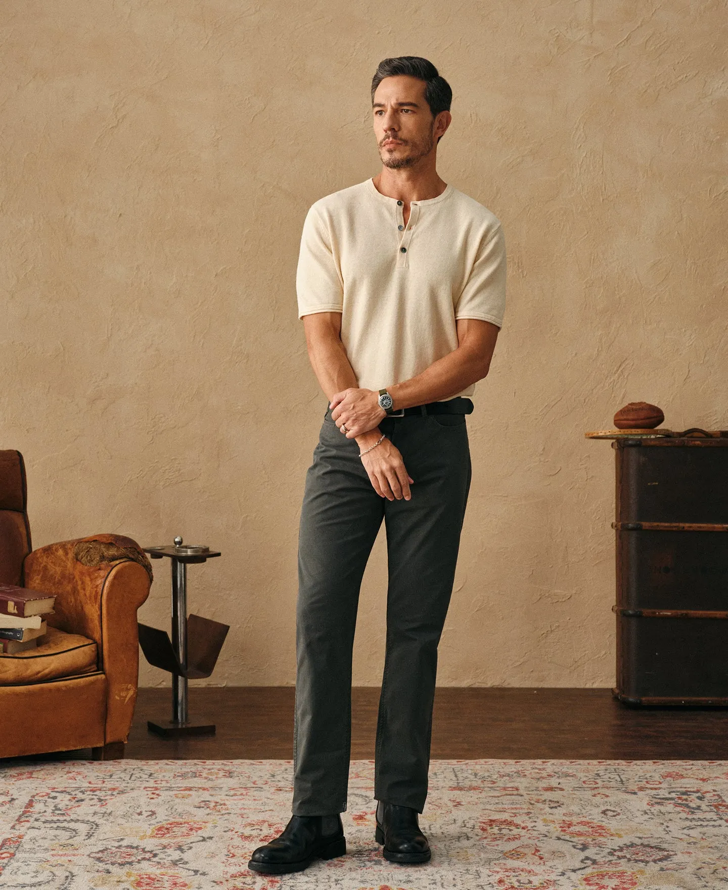 Linen Cotton Blend Knit Henley T-Shirt sold by Time Catcher product image thumbnail 2