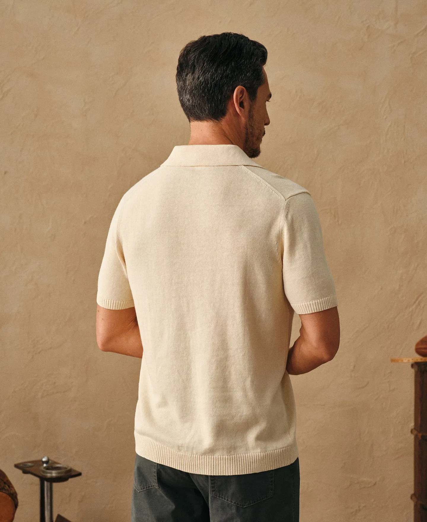 Linen Cotton Blend Knit Johnny Collar Polo sold by Time Catcher product image thumbnail 4