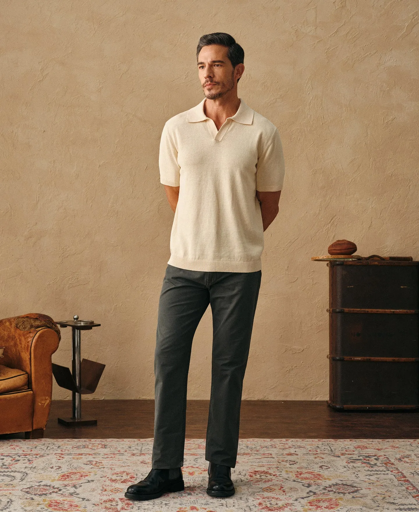 Linen Cotton Blend Knit Johnny Collar Polo sold by Time Catcher product image thumbnail 2