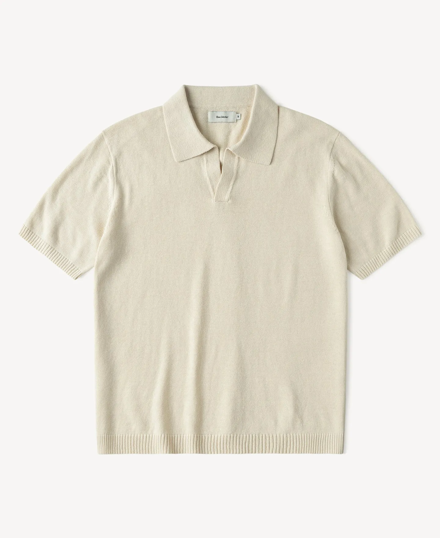 Linen Cotton Blend Knit Johnny Collar Polo sold by Time Catcher