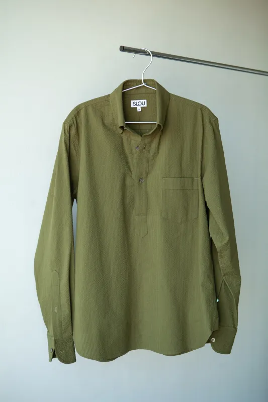 Seersucker Button Down Pullover sold by SLOU