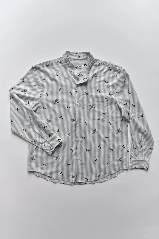 Band Collar Embroidered Shirt made by SLOU
