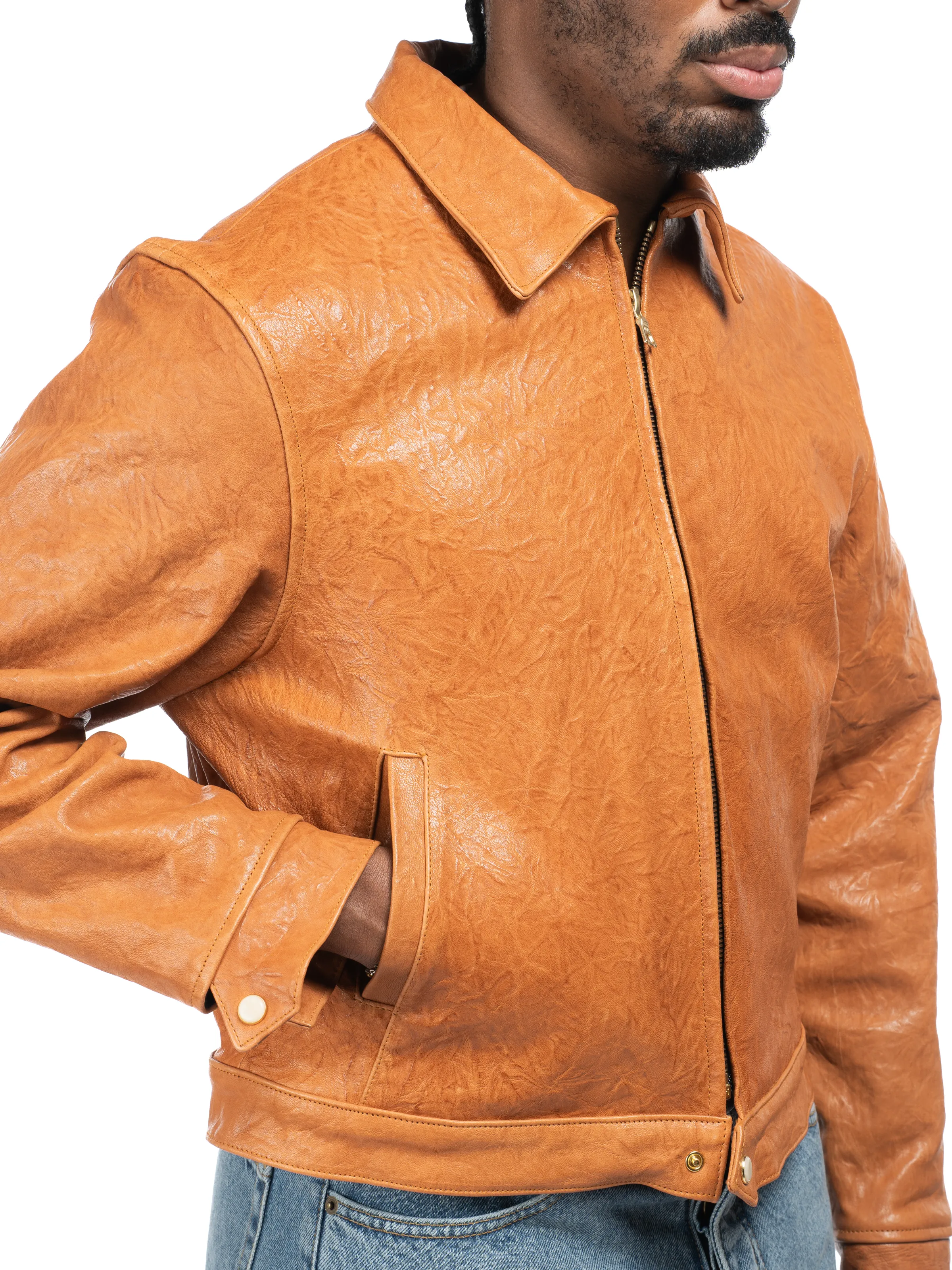 Freddy Leather Blouson - Rust Lambskin sold by Bare Knuckles product image thumbnail 2