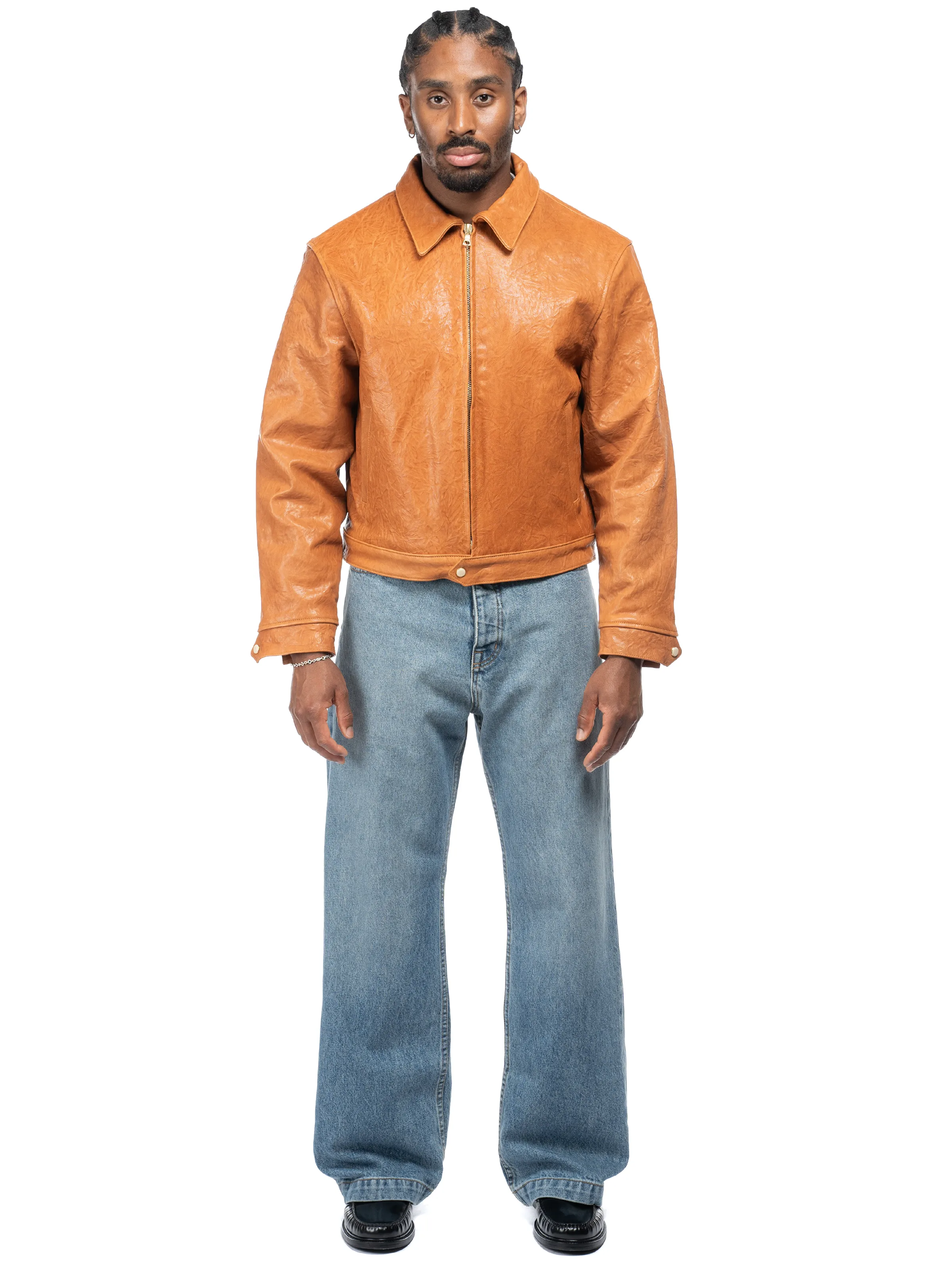 Freddy Leather Blouson - Rust Lambskin sold by Bare Knuckles