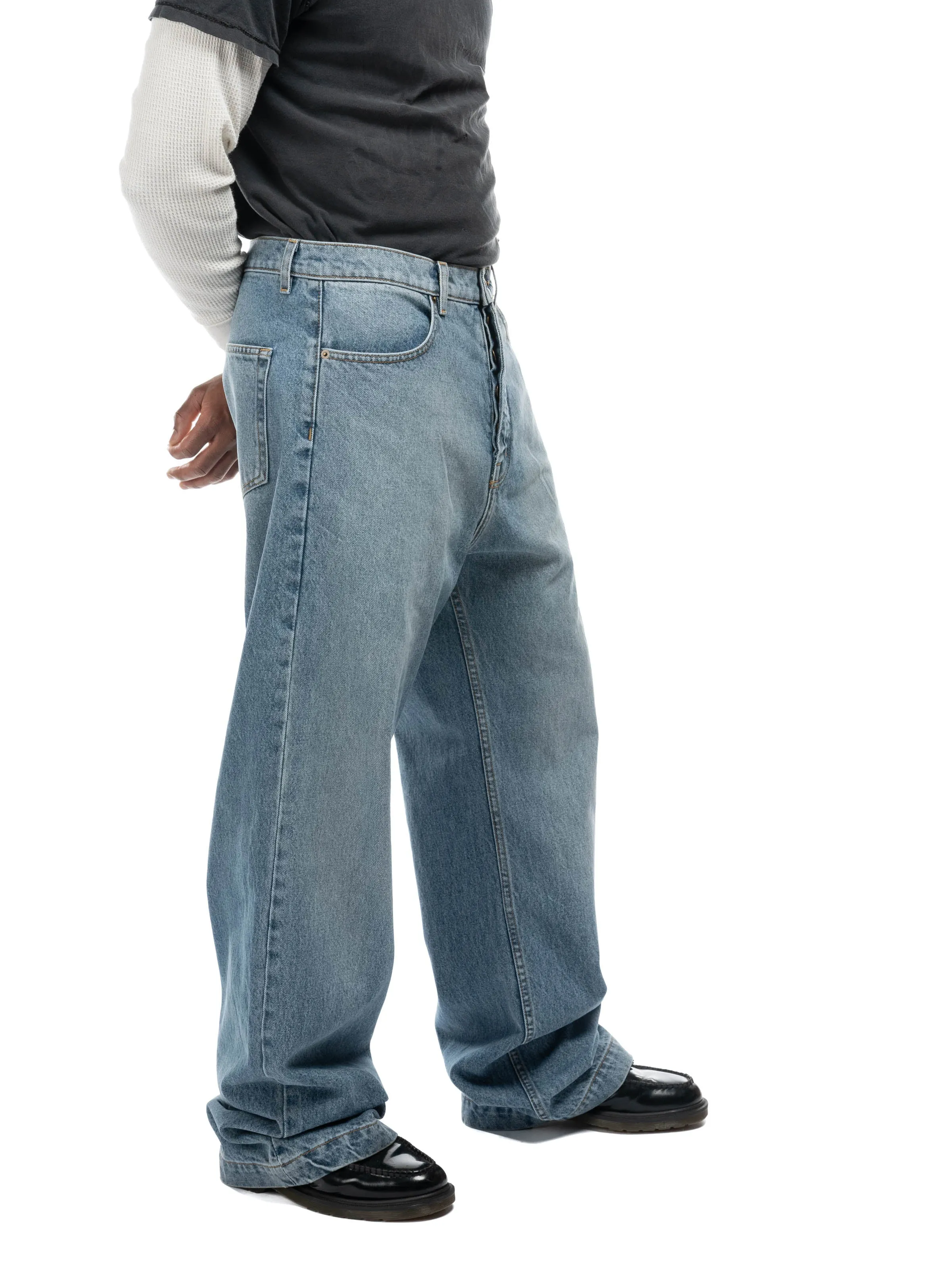 Javier Wide Leg Jeans - Light Wash Indigo sold by Bare Knuckles product image thumbnail 2
