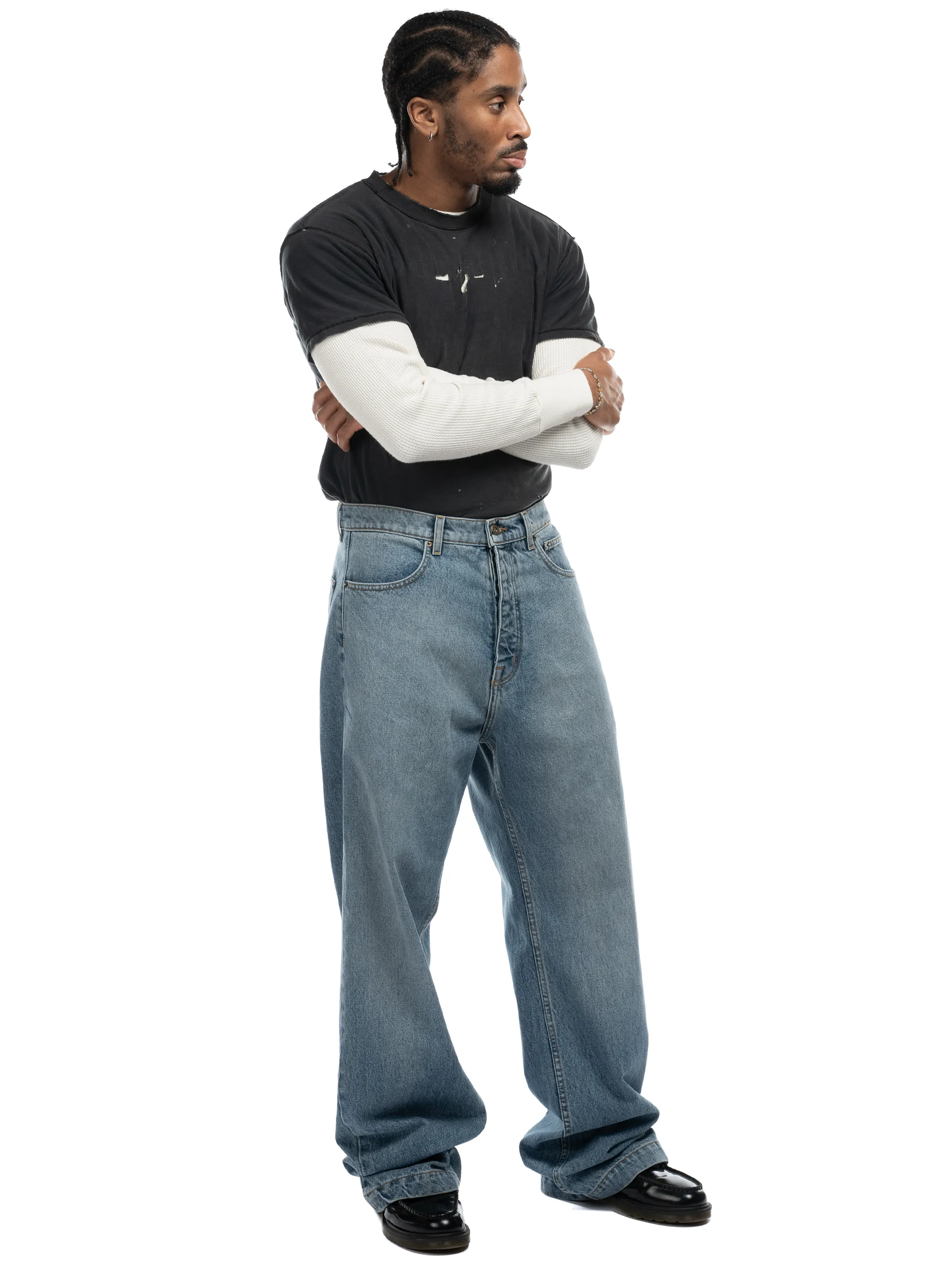 Javier Wide Leg Jeans - Light Wash Indigo sold by Bare Knuckles product image thumbnail 3