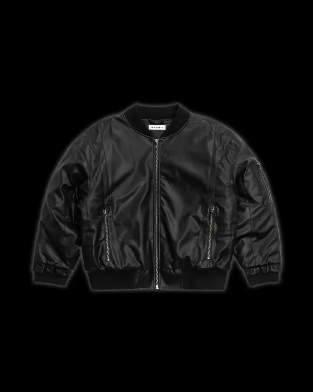 LEATHER BOMBER made by Black