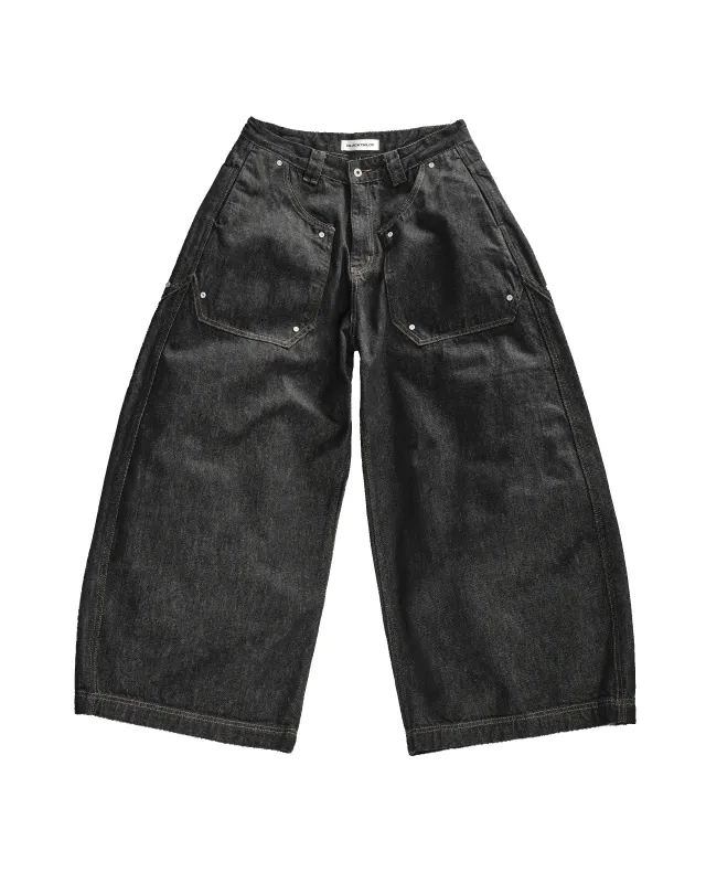STUD BAGGY DENIM made by Black