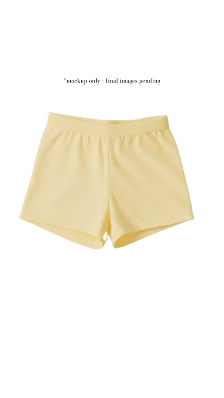 Butter Yellow Terry Hot Pants sold by Prairie Swim