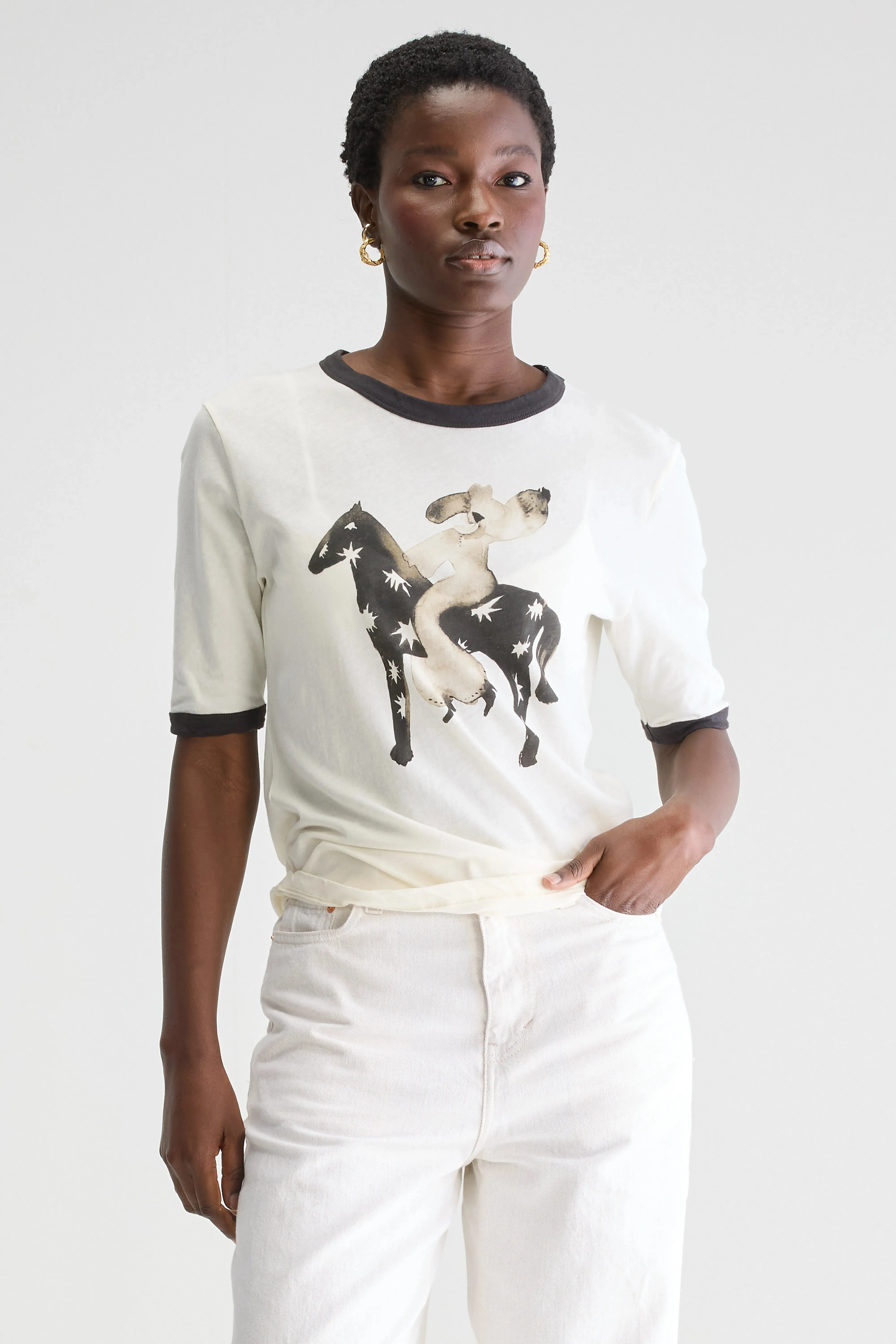 Cosmos slim t-shirt (251 / W / ECRU) sold by Bellrose product image thumbnail 2