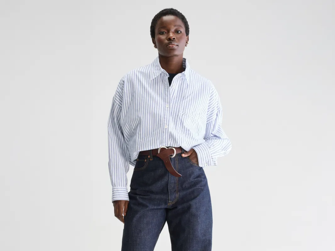 Graham cropped poplin shirt (251 / W / STRIPE P) sold by Bellrose