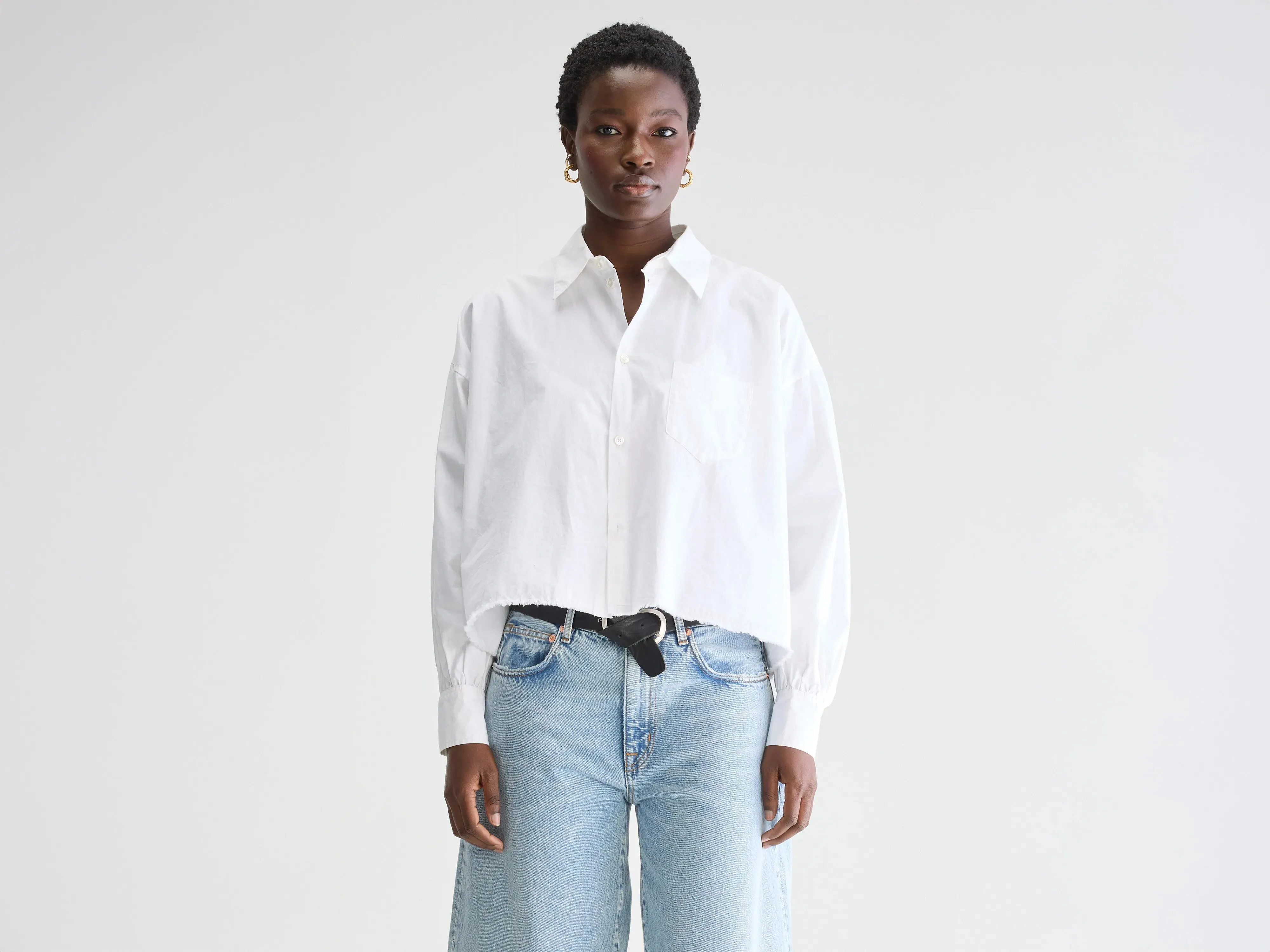 Kraft cropped poplin shirt (251 / W / WHITE) sold by Bellrose