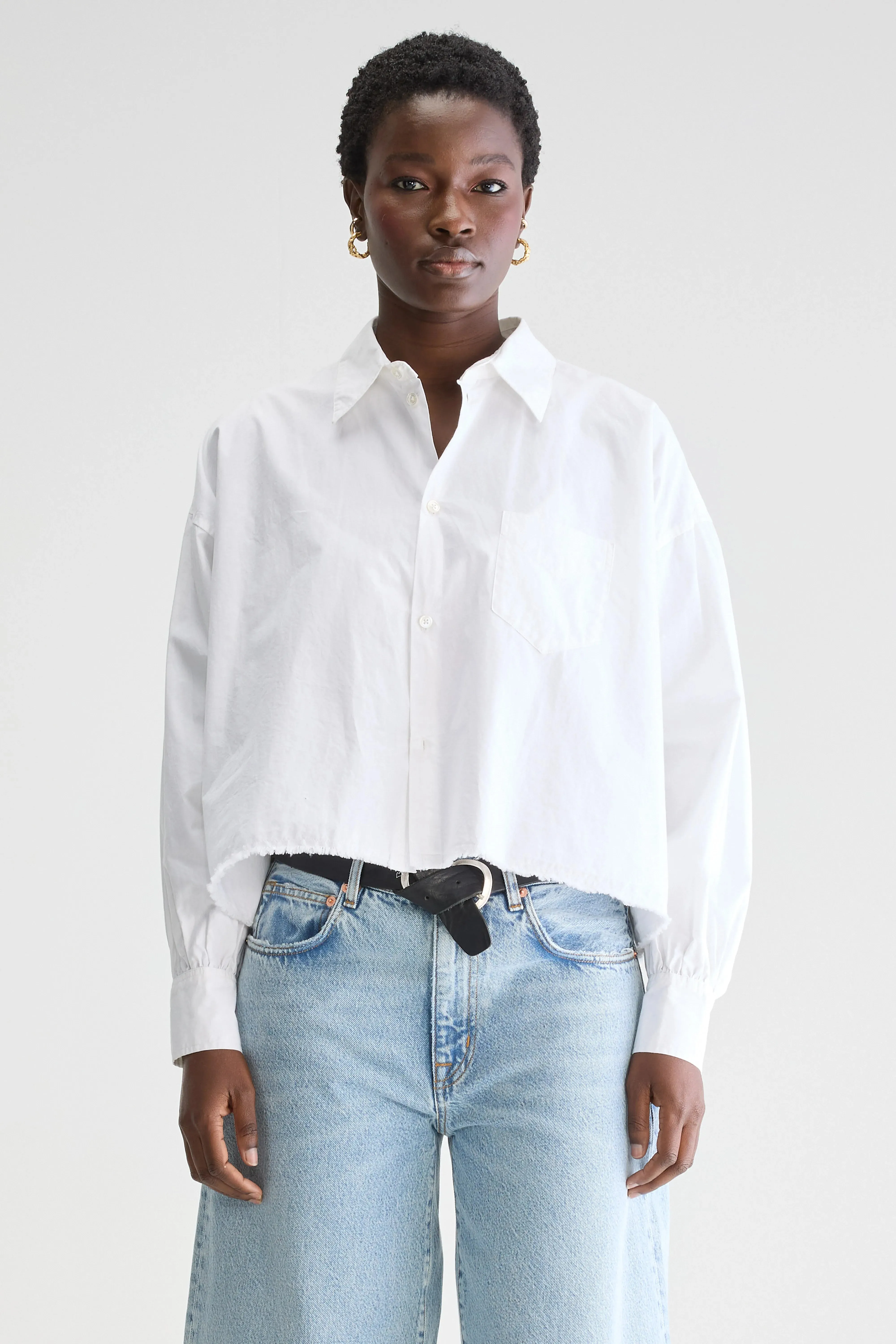 Kraft cropped poplin shirt (251 / W / WHITE) sold by Bellrose product image thumbnail 2