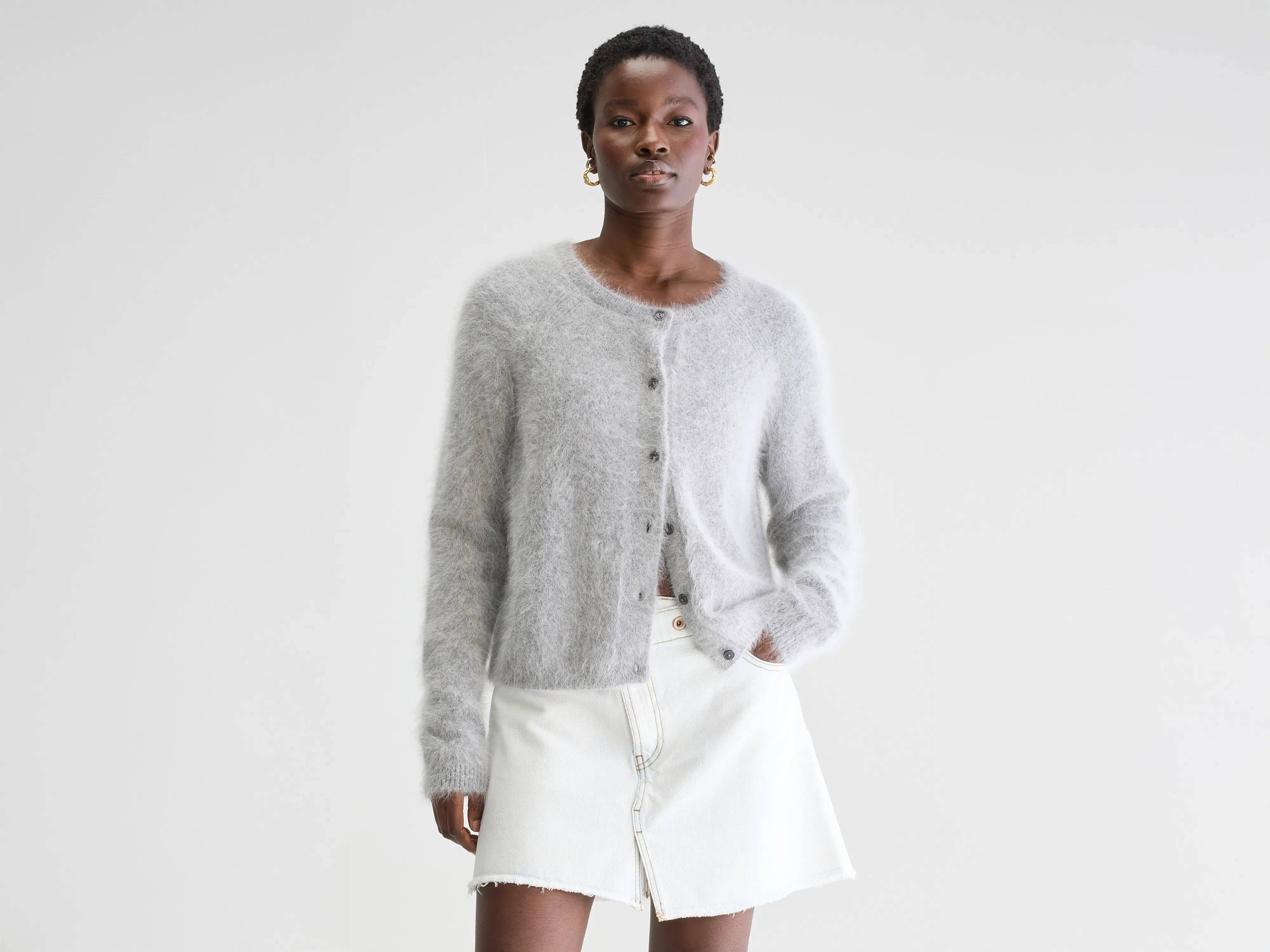 Datair angora-blend cardigan (252 / W / H. GREY) sold by Bellrose