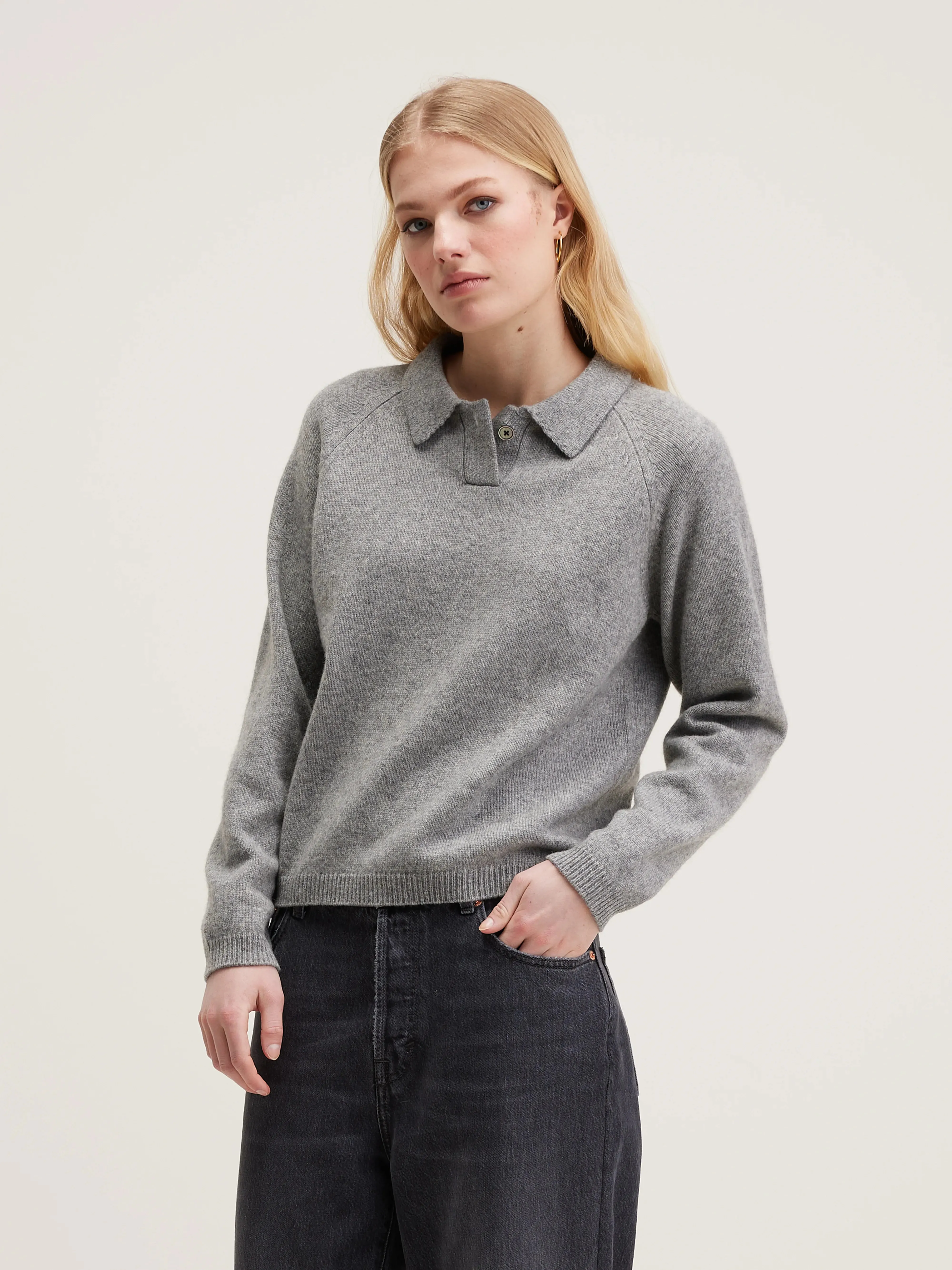 Amerty polo-collar sweater (242 / W / H. GREY) sold by Bellrose