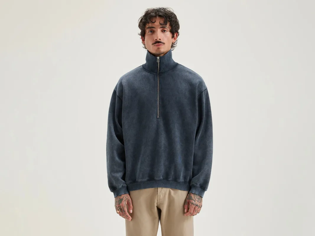 Fabro zipped-collar sweatshirt (242 / M / BLACK BLUE) sold by Bellrose