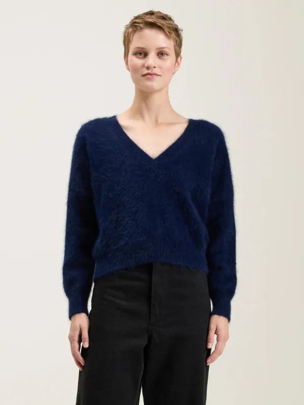 Datev angora-blend cardigan (242 / W / NAVY) sold by Bellrose