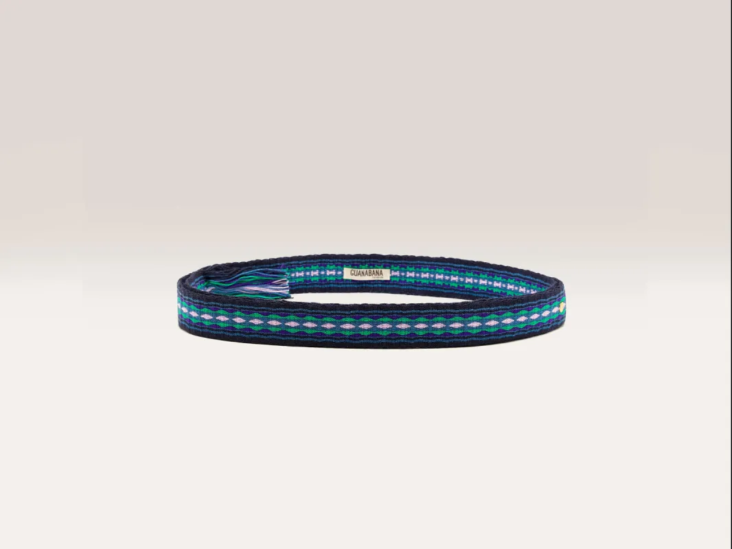 Wide Belt with Fringe (242 / W / BLUE) made by Guanabana