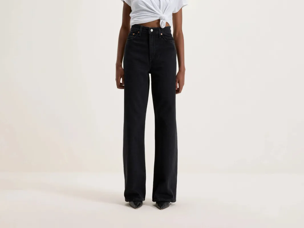 Ribcage Wide Leg Jeans (242 / W / BLACK) sold by Bellrose