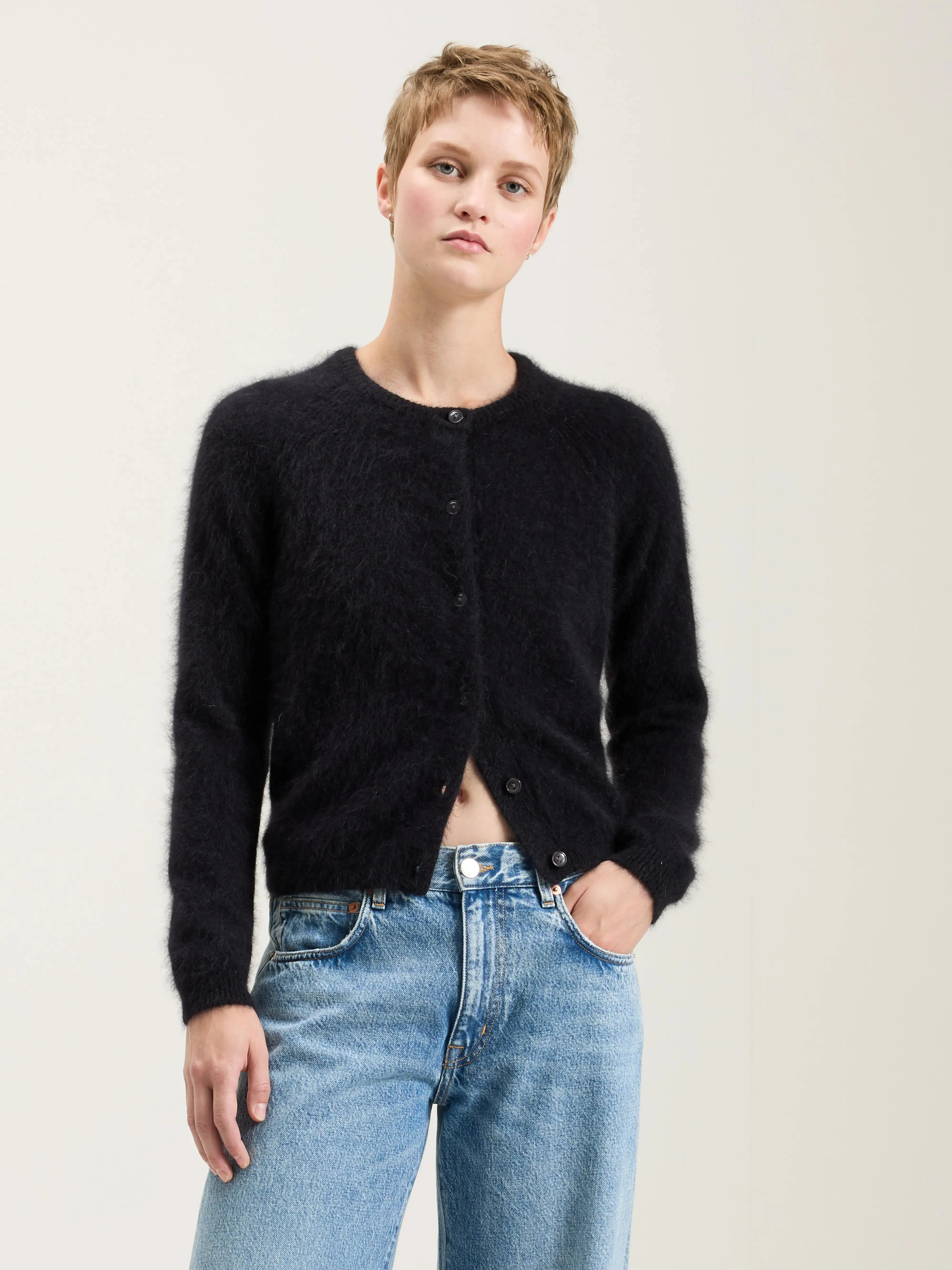 Datair angora-blend cardigan (242 / W / OFF BLACK) sold by Bellrose product image thumbnail 2