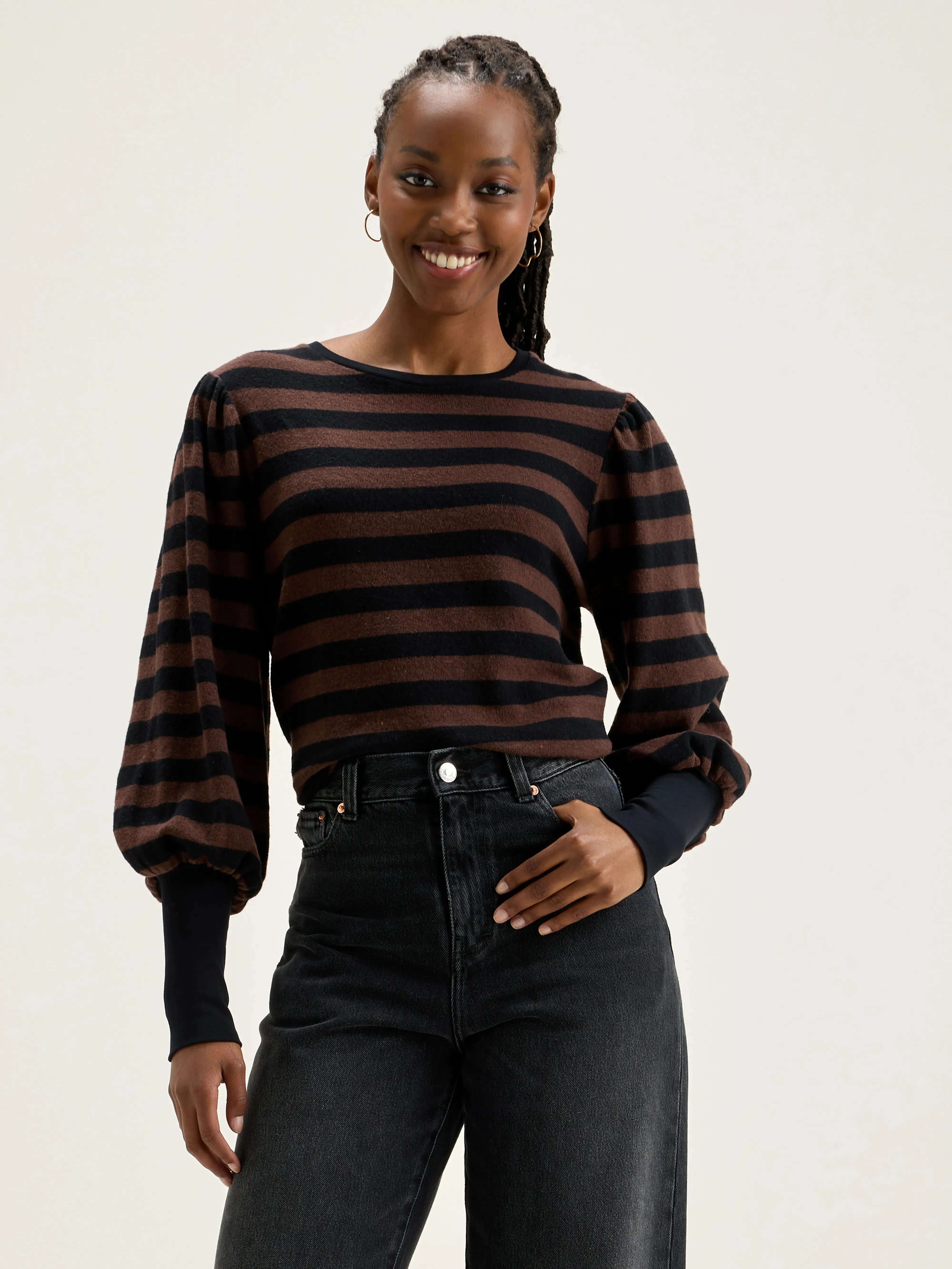 Vidoum puffed-sleeve t-shirt (242 / W / STRIPE C) sold by Bellrose product image thumbnail 2