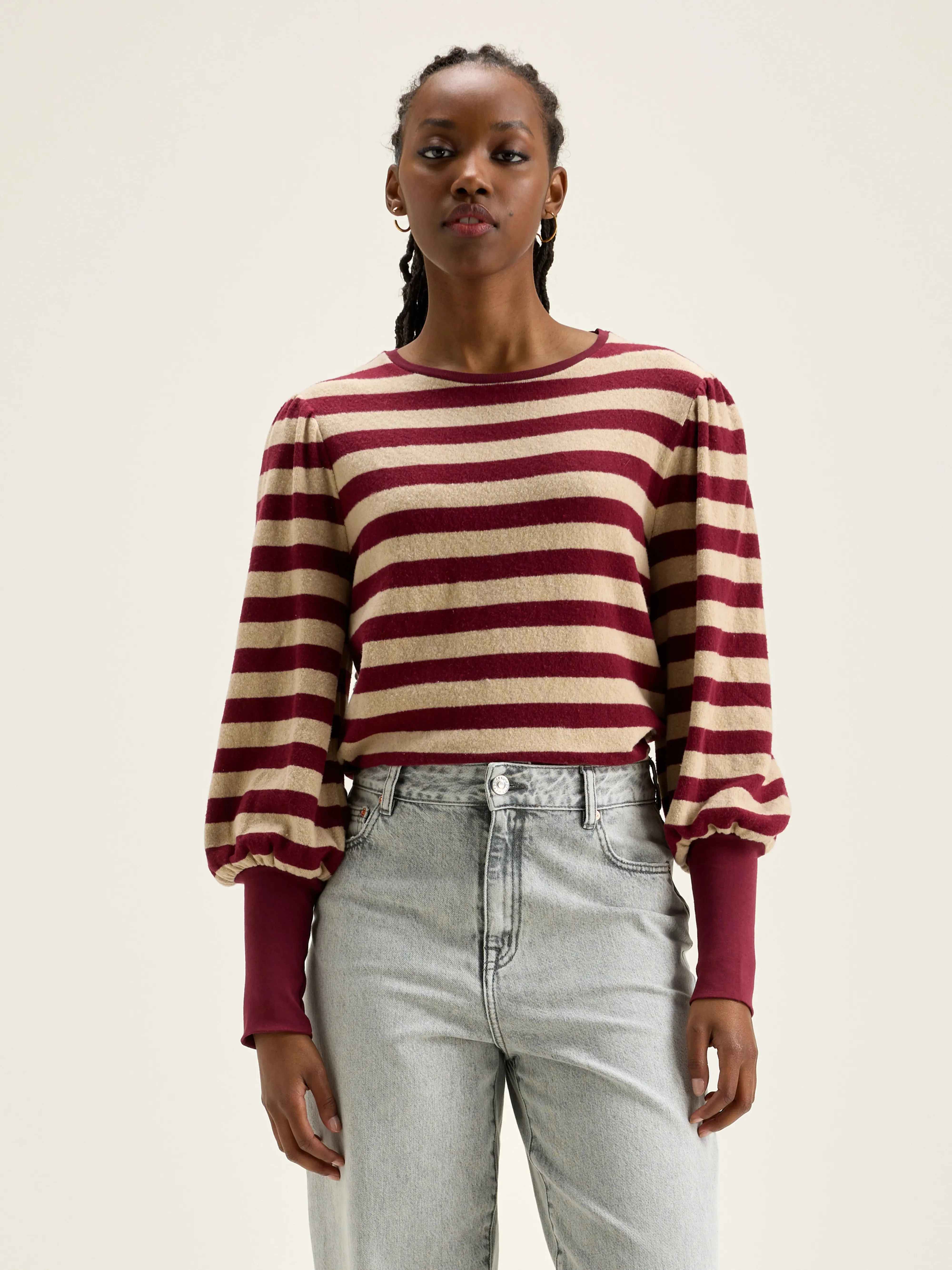 Vidoum puffed-sleeve t-shirt (242 / W / STRIPE D) sold by Bellrose product image thumbnail 2