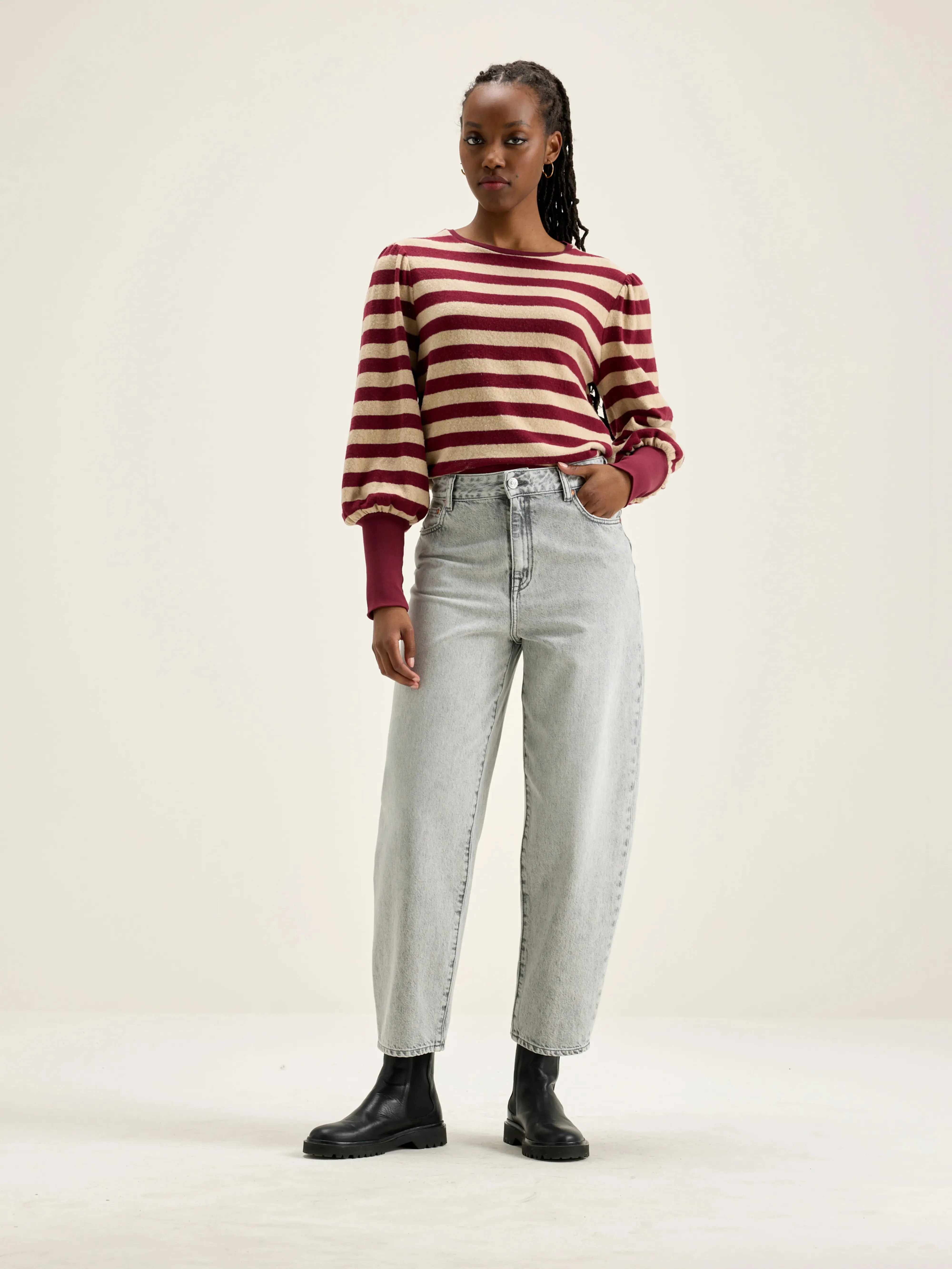 Vidoum puffed-sleeve t-shirt (242 / W / STRIPE D) sold by Bellrose product image thumbnail 3